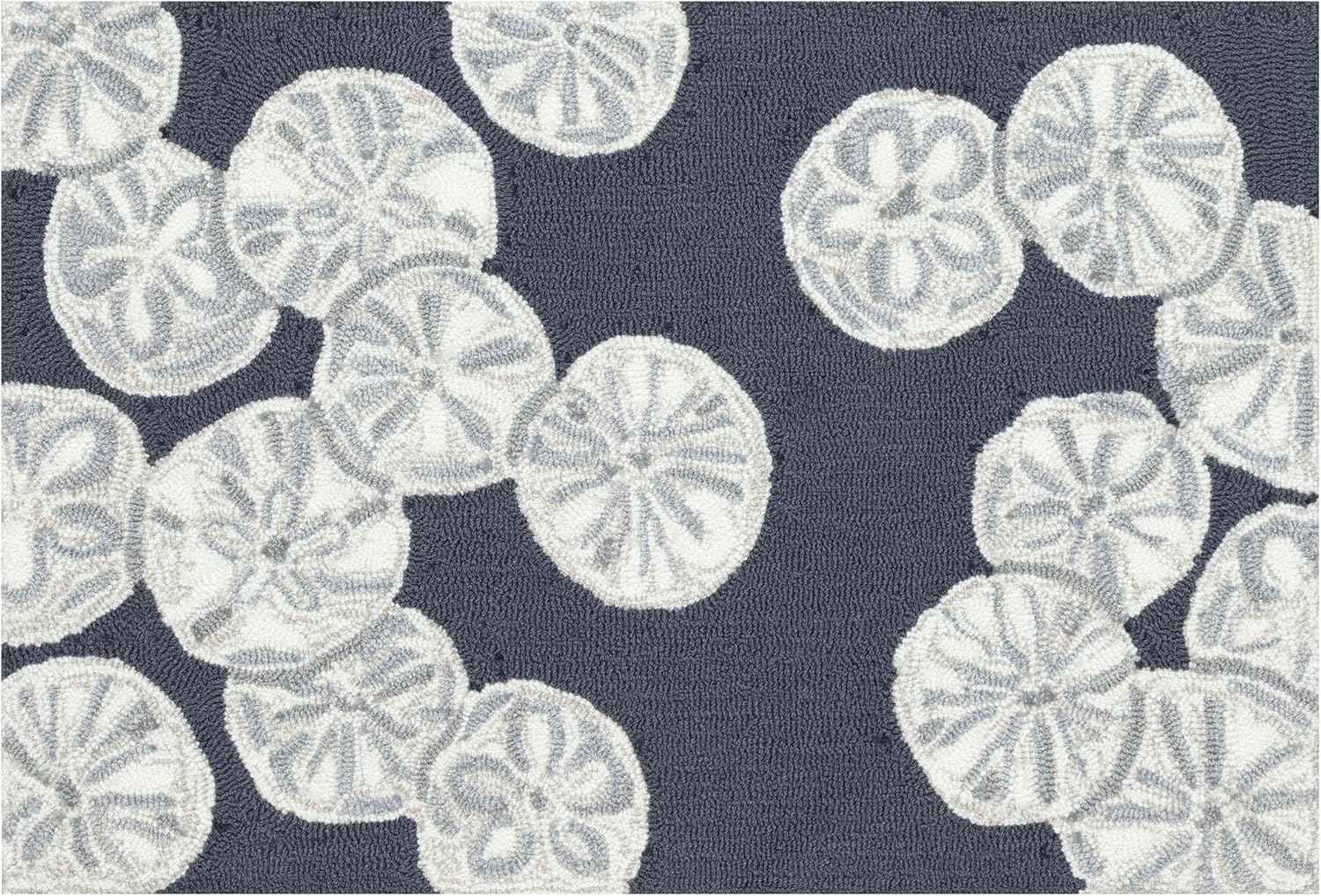 Liora Manne Capri Indoor/Outdoor Handmade Synthetic Blend Durable Area Rug - Transitional Graphic Coastal Beach Decorative (Sea Biscuit Navy) (1'8" x 2'6")