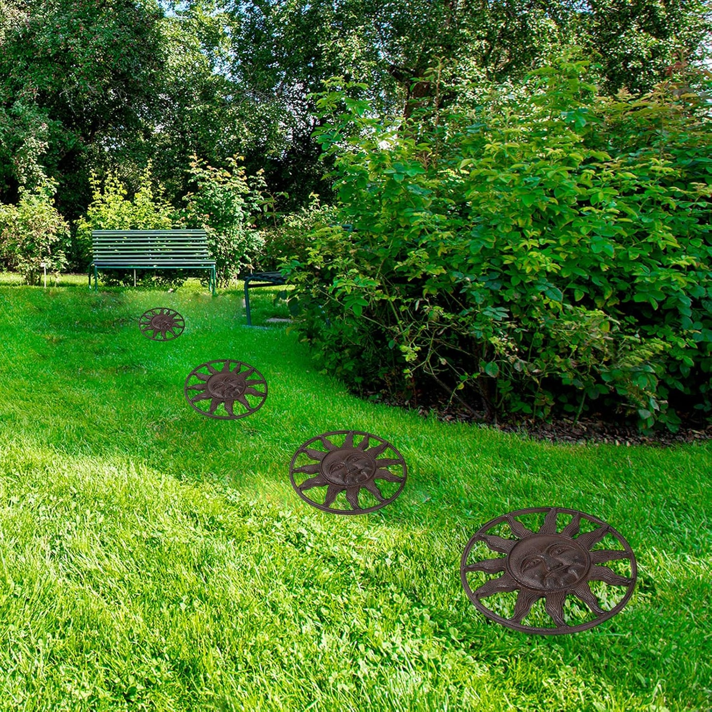 BRASSTAR Cast Iron Stepping Stone Fairytale Sun Design Garden Lawn Flower Bed Outdoor Farmland Decor TQZDPT65