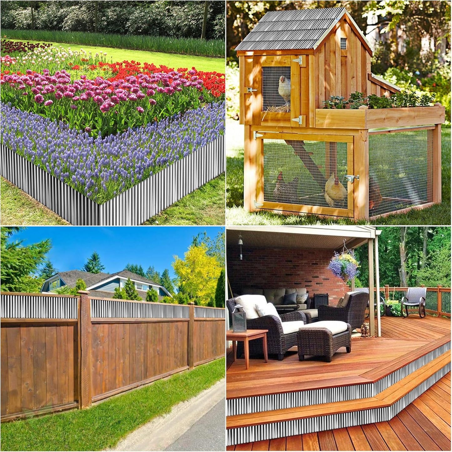 Corrugated Garden Edging 12" x 20',Metal Landscape Edging Sturdy Garden Long Strips,Metal Edging for Landscaping,Steel Garden Edging (Silver)