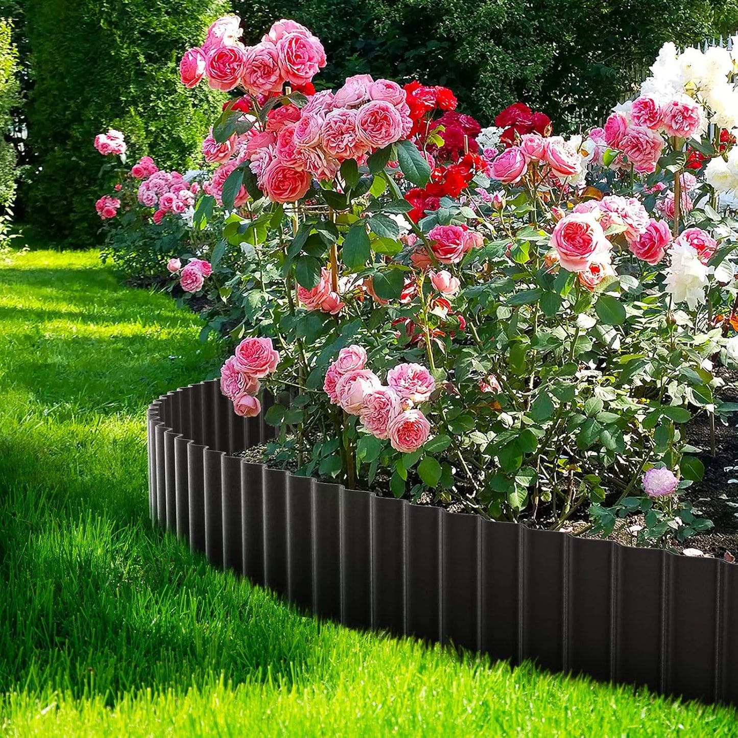 LAVEVE Corrugated Metal Garden Edging 6" x 20Ft, Landscape Edging Border for Lawn, Flower Bed, Garden Fence, Paver Edging (Black)