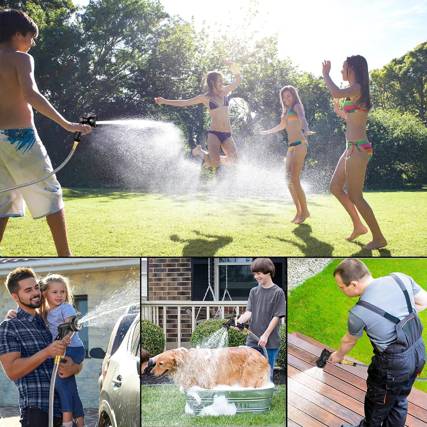 200Ft Stainless Steel Garden Hose – 2026 New Upgraded Metal Water Hose, Flexible with Latex Core, 3/4" Solid Brass Connector, Non-Expandable