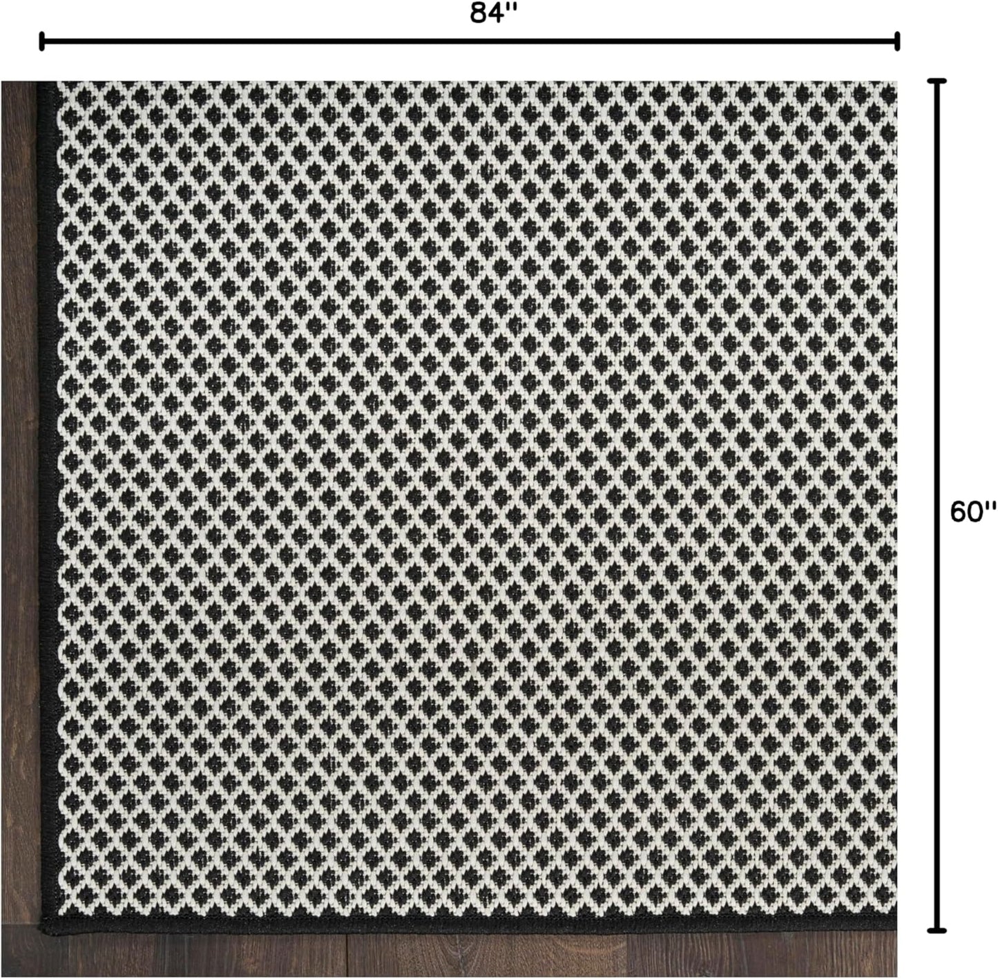 Nourison Home Courtyard Black White 5' x 7' Area Rug - Easy Clean, Non Shedding, Bed Room, Living Room, Dining Room, Kitchen (5' x 7')