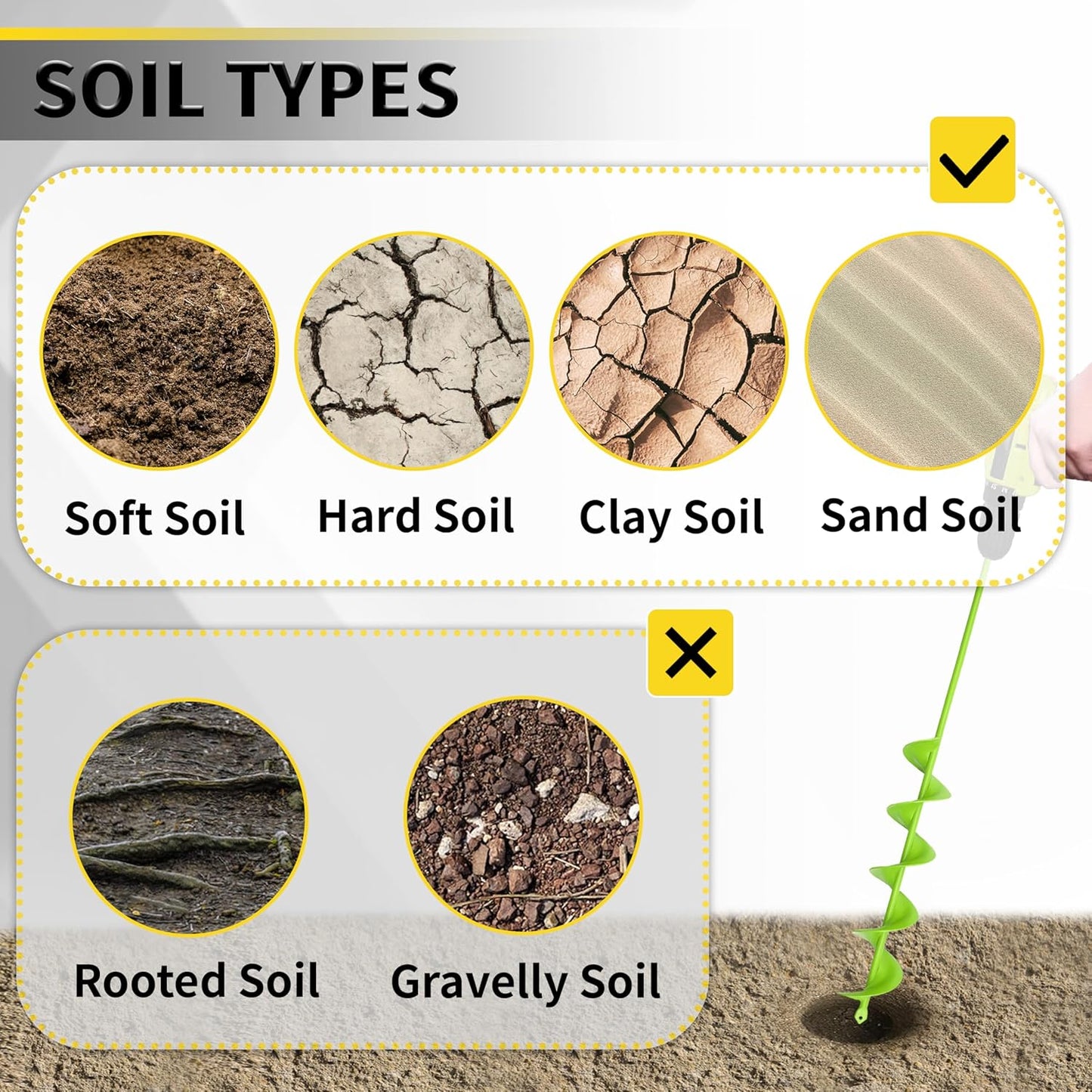 Auger Drill Bit for Planting - 3 x 24 inch Plant Auger for Cordless Drill - Bulb Planter Tool for Bulbs Planting&Holes Digging - 3/8" Hex Drive Drill