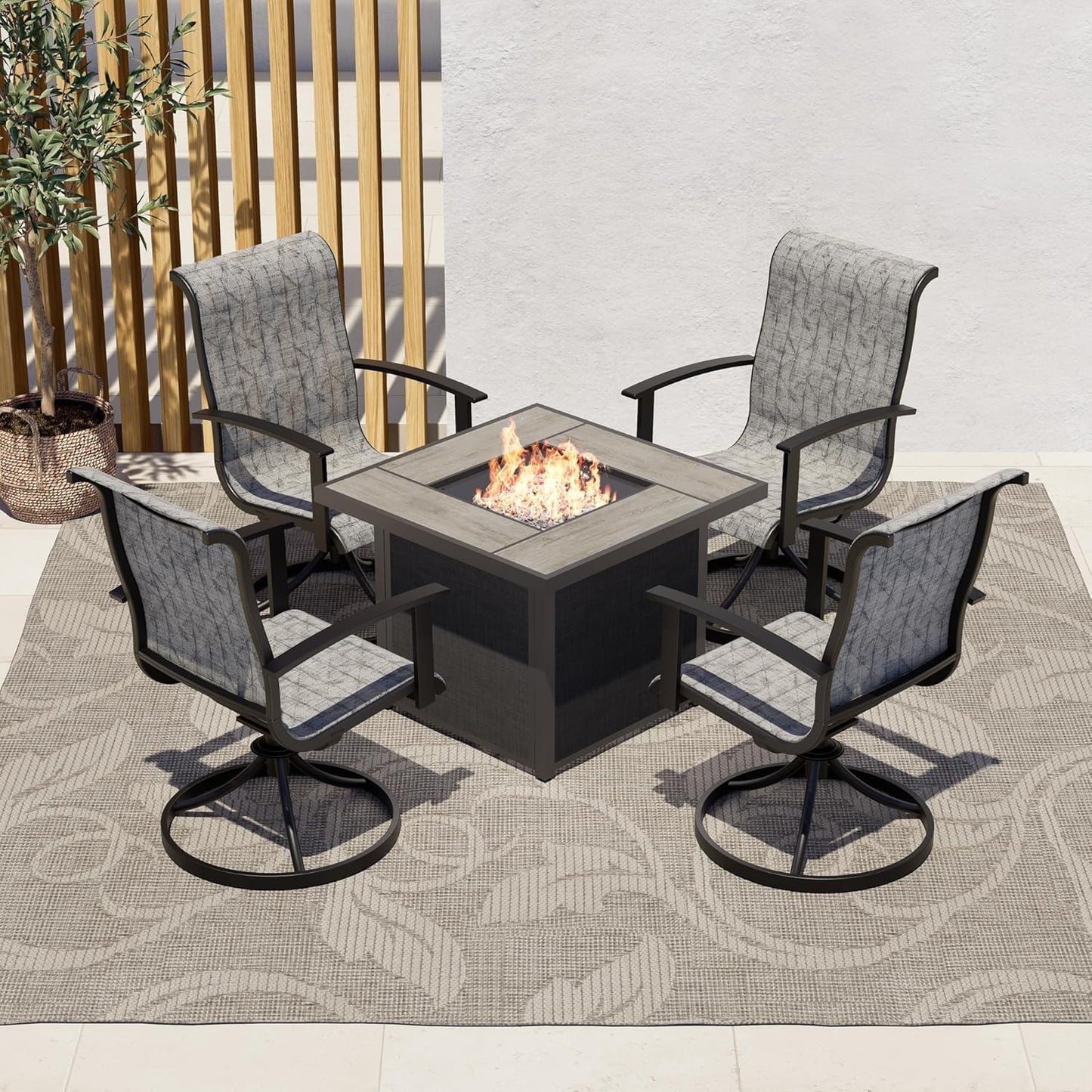 Grand Patio 5-Piece Outdoor Furniture Conversation Set with 32" CSA Approved 40,000 BTU Propane Gas Fire Pit Table