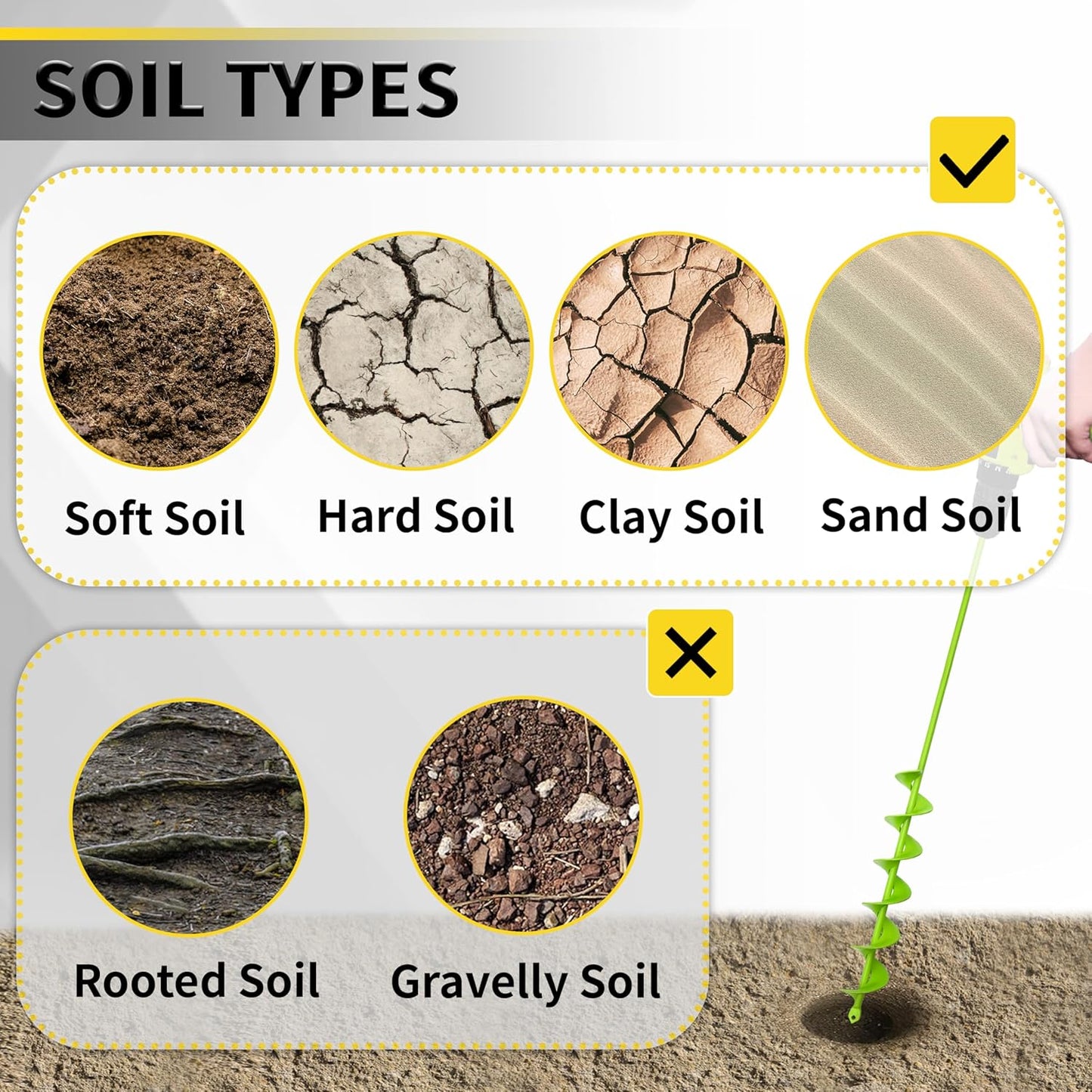 2”x32“ Auger Drill Bit for Planting, Garden Auger for Planting Bulbs, Easy Garden Auger with Drill for 3/8”Hex Drive