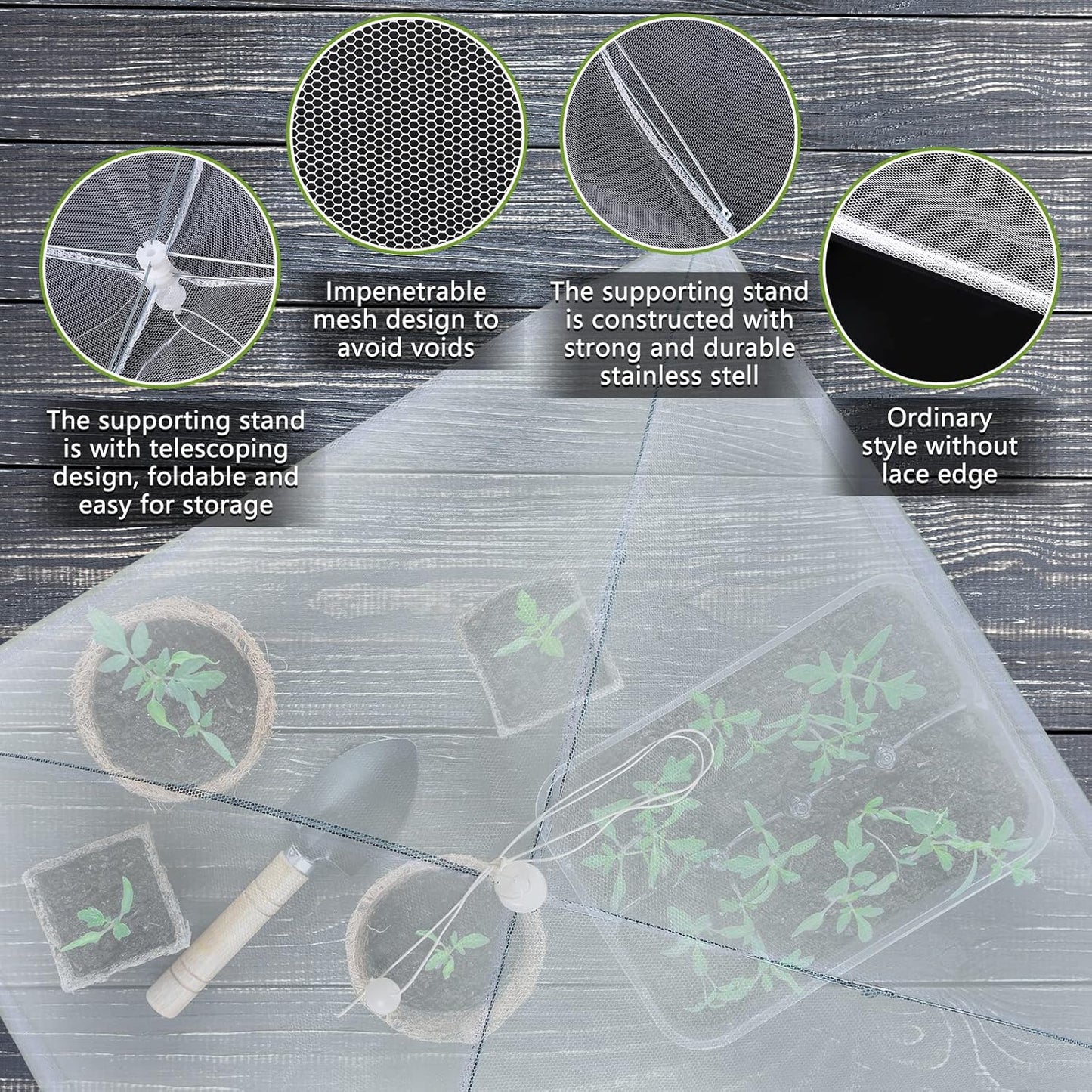 Sawysine 4 Pack Mesh Plant Cover Reusable Screen Cloche Dome Plant Protector Tent Collapsible Umbrella for Outdoor Garden Greenhouse Vegetable Flowers Strawberry from Animals(24 x 24 Inch,White)