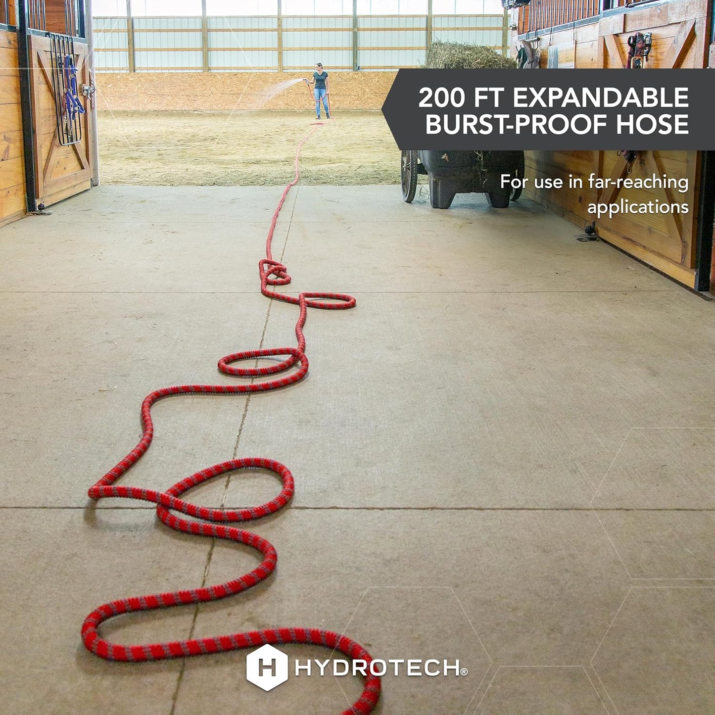 HydroTech 200ft Expandable Garden Hose – Heavy Duty Burst-Proof, Flexible & Lightweight Water Hose for Yard, Lawn & Car Wash (Hose Only / Bundle with Spray Nozzle)
