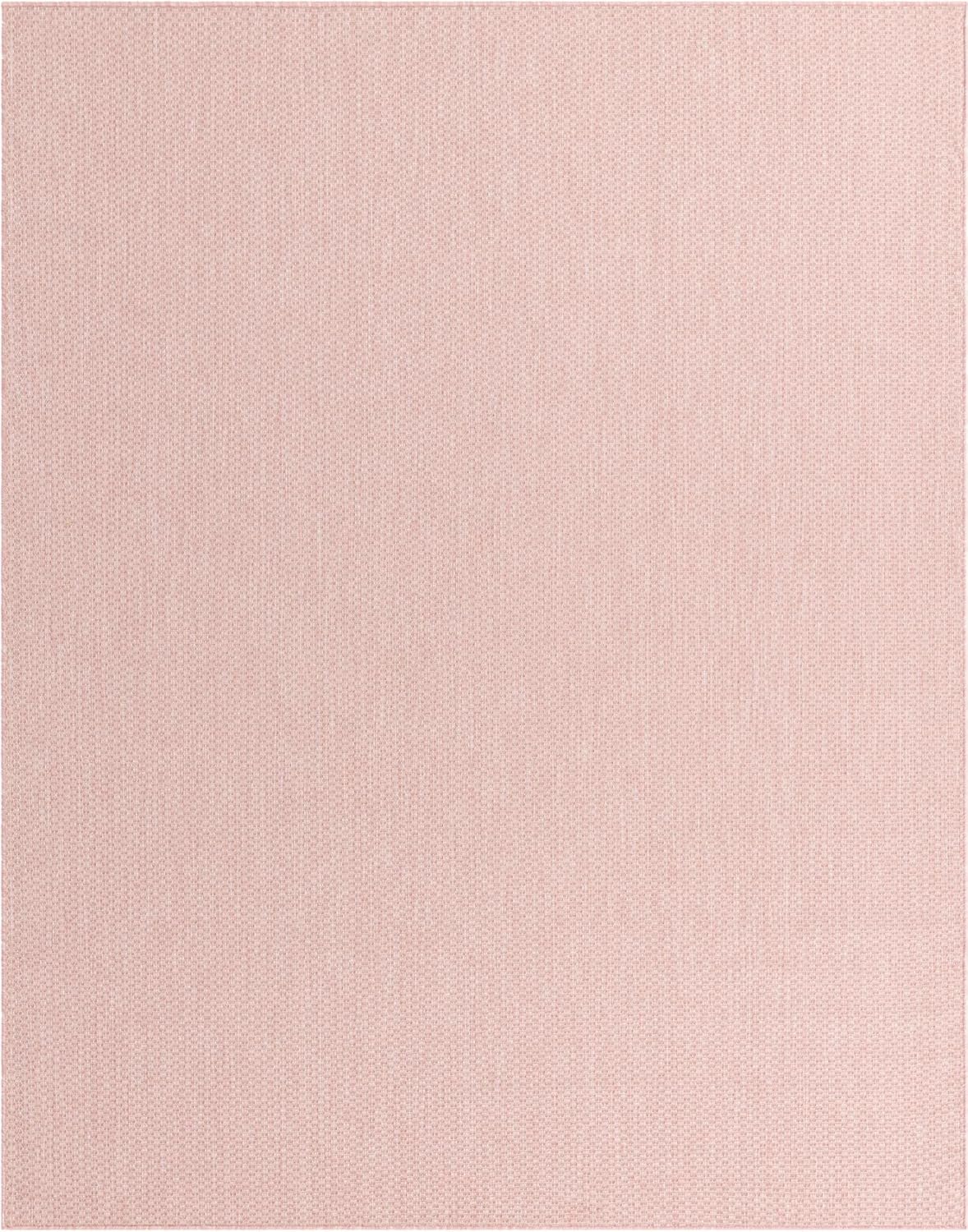Unique Loom Collection Casual Transitional Solid Heathered Indoor/Outdoor Flatweave Area Rug (7' 10" x 10' Rectangle, Whisper Pink/Ivory)