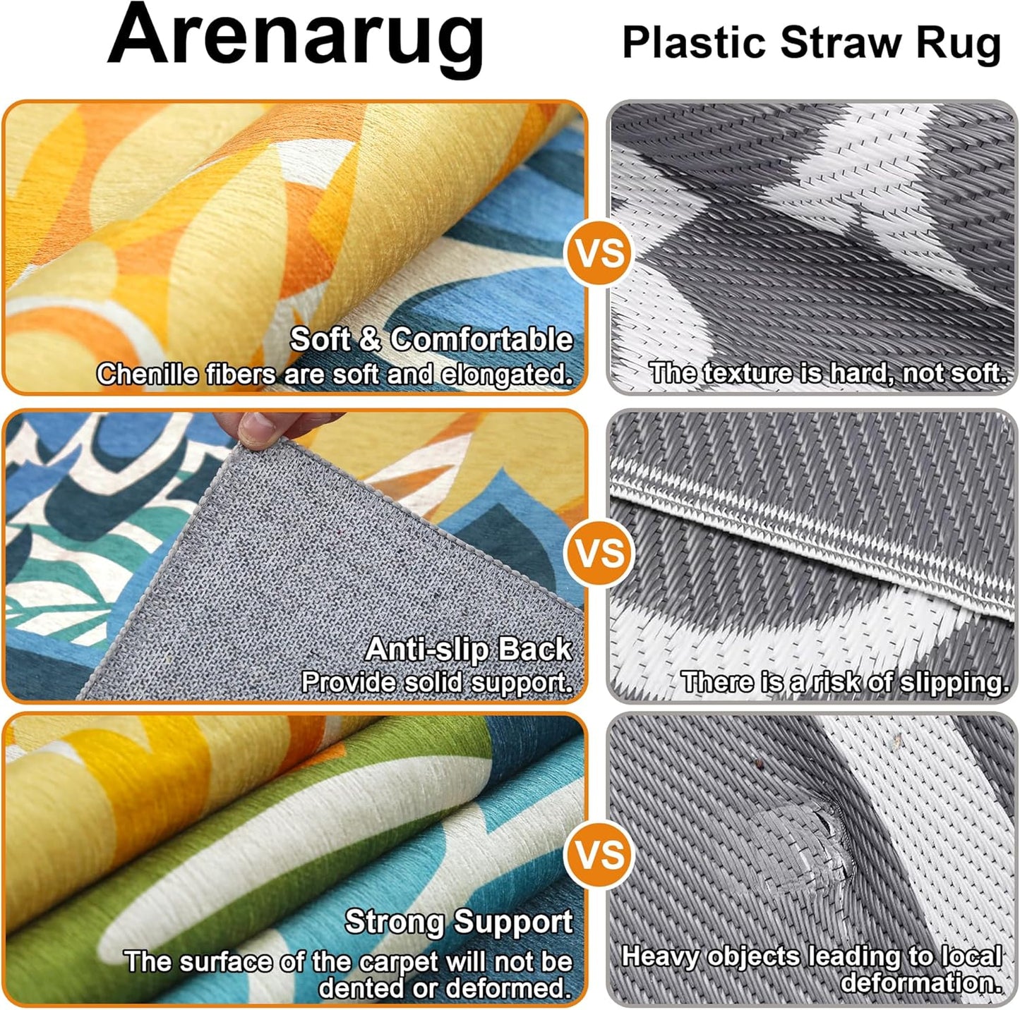 Colorful 8x10 Outdoor Area Rug Washable Multicolored Patio Rug Tropical Botanical Floral Chenille Waterproof Outdoor Carpet Non-Slip for Deck, Backyard, Porch, Green