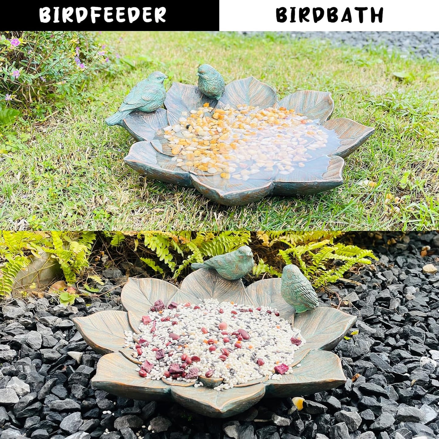 Bird Feeder Wild Bath Bowl Outdoors Antique Outdoor Garden Bird Bath Resin Birdbath Bowl with Vintage Ornament for Outside Yard Table Decor