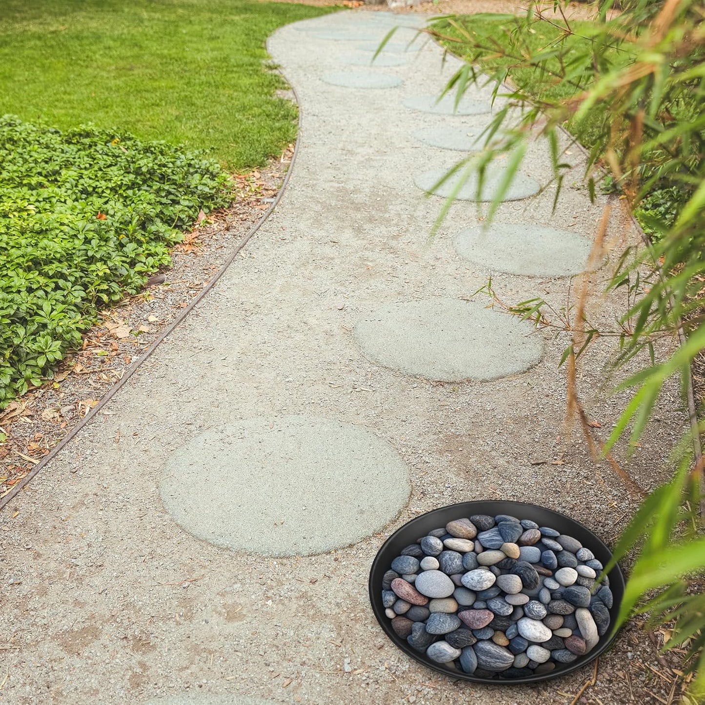 U0U 3 Size Round Stepping Stone Mold,10" 11.4" 12.6" Cement Molds for Concrete,Plastic Concrete Molds for Casting Garden Pathmate Pavement Precast and Forms Walkway