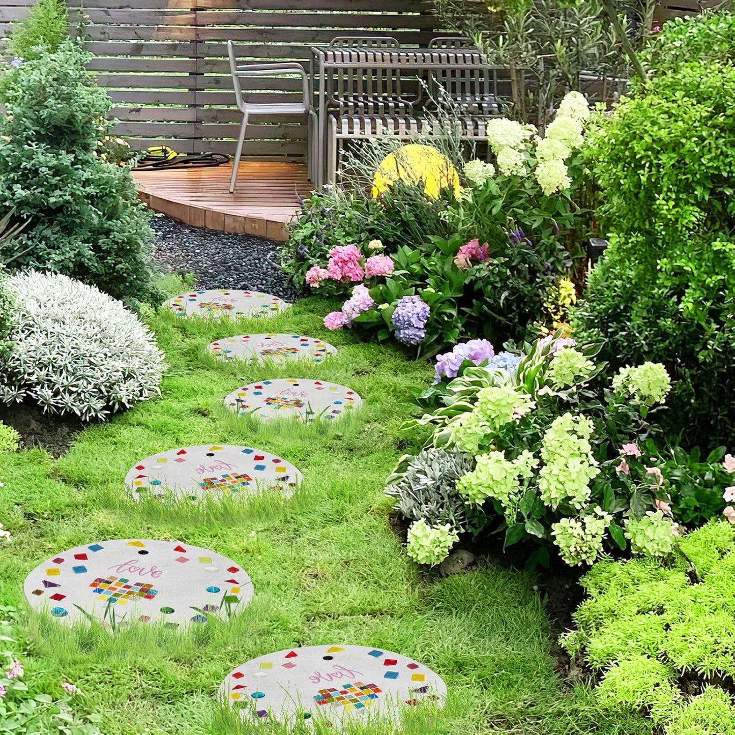 Concrete Stepping Stone Molds,Cement Molds Perfect for Creating Stepping Stones & Garden Markers, Include 300g Mosaic Tiles,Carving Tools and 12 Colors of Acrylic Paint, 10" diam (12pcs)