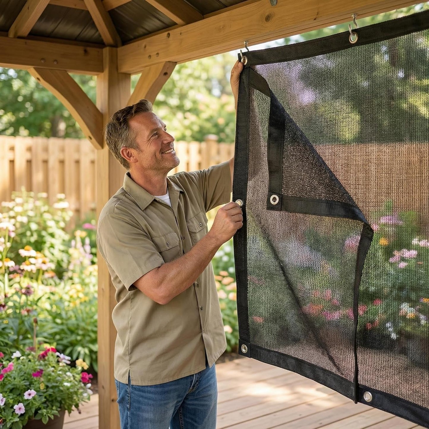 40% Black Shade Cloth, 8 x 10 FT Durable Taped Edge with Brass Grommets UV Resistant Garden Sunblock Shade Net for Outdoor Greenhouse, Plant and Patio