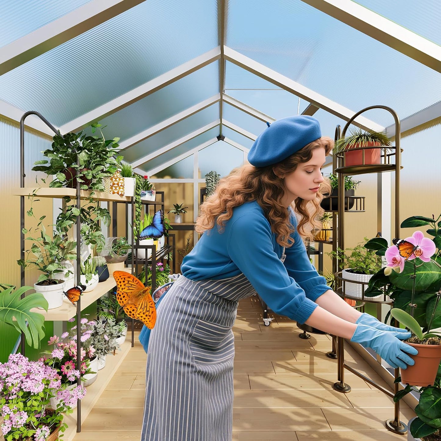 Garvee 6 x 10 FT Greenhouse, Greenhouses for Outside, Polycarbonate Greenhouse with Aluminum Frame, Lockable Door and Ajustable Roof Vent for Backyard, Green Houses for Outside Garden Backyard, Patio