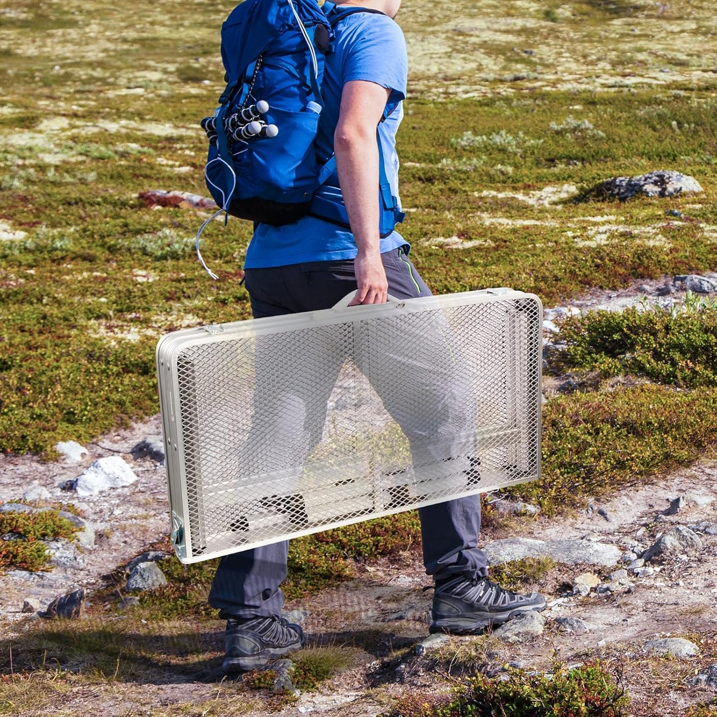 Square Folding Table, Easy for Storage, Compact and Portable Picnic Table for Grill, Outdoor Camping, Garden, Patio, Dining, BBQ, Party, Market and Card Table, 27.2 L × 27.2W inches