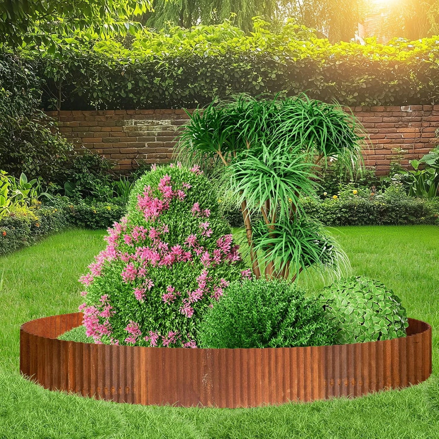 MTART Metal Garden Edging for Landscaping, Sturdy Corrugated Edging Border for DIY Flower Bed, Lawn and Landscape Edging (Rusty, 6"×40Ft)