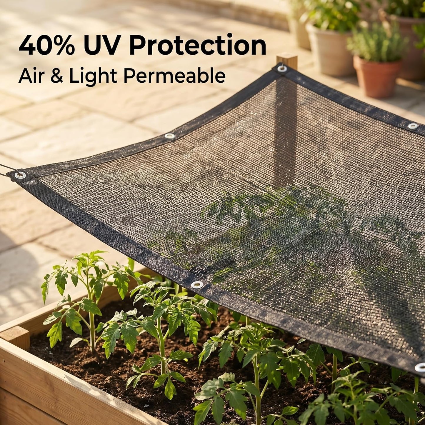 40% Black Shade Cloth, 8 x 10 FT Durable Taped Edge with Brass Grommets UV Resistant Garden Sunblock Shade Net for Outdoor Greenhouse, Plant and Patio