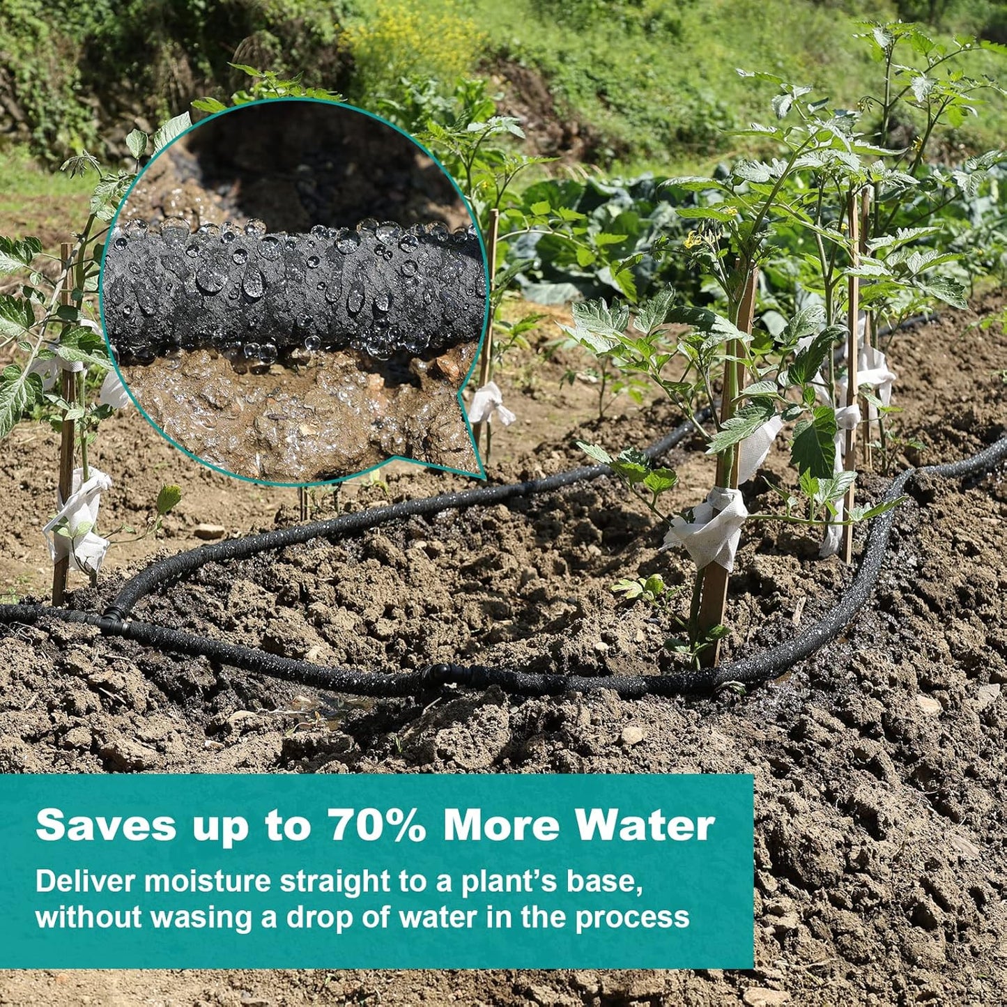 50 FT Soaker Hose 1/2" Heavy Duty Garden Hose to Save 70% Water Drip Irrigation Kit for Lawn/Yard Landscaping Beds