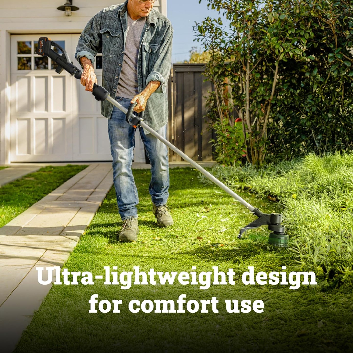 WORX Cordless String Trimmer, 20V 13''-15'' Weed Wracker with Brushless Motor 2.0, 21 cc Gas Equivalent, Quick-Line Reloading, Tool Only