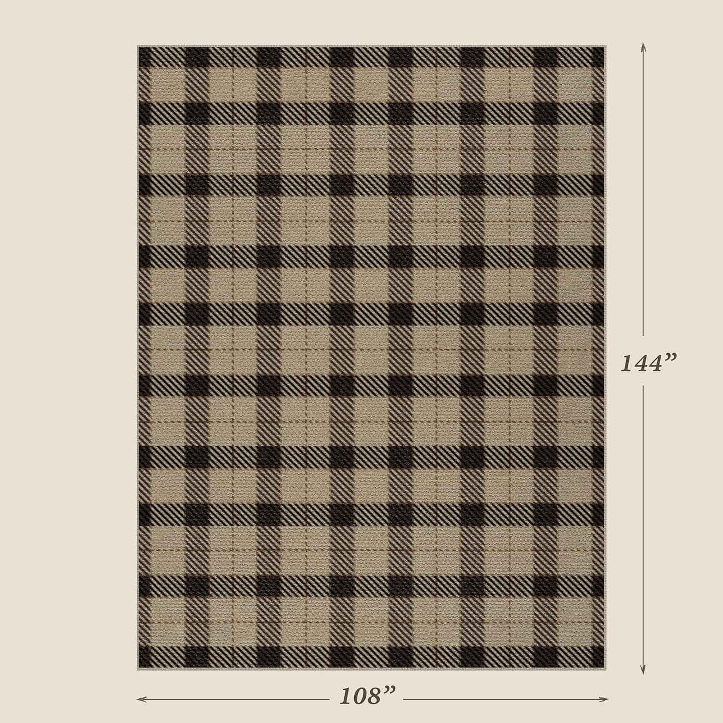 Neutral Easy Jute Rug 9x12 for Living Room, Large Indoor Outdoor Natural Color Farmhouse Area Rugs for Patio, Backyard and Dining Room, Plaid Woven Design, Non Shed, Washable Outside Carpet