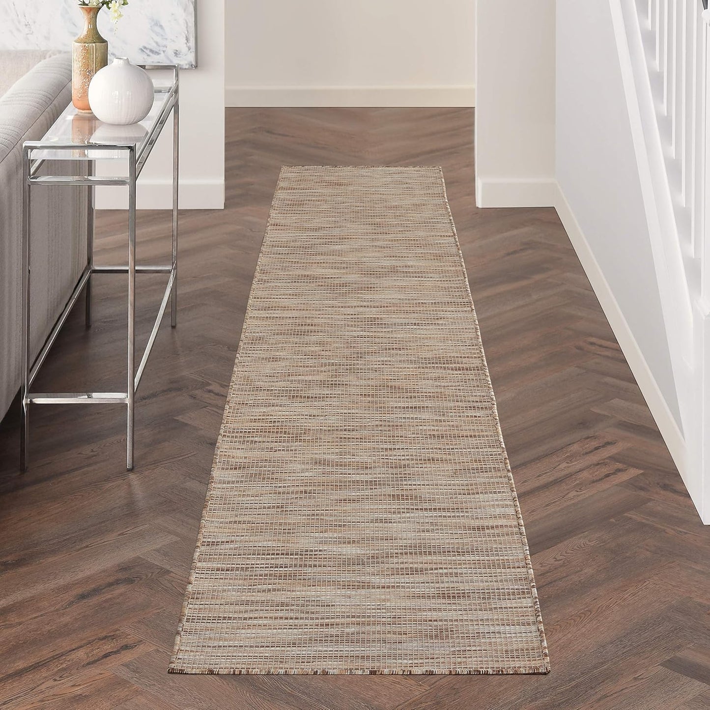 Nourison Positano Indoor/Outdoor Beige 2'2" x 10' Area Rug, Easy Cleaning, Non Shedding, Bed Room, Living Room, Dining Room, Backyard, Deck, Patio (2x10)
