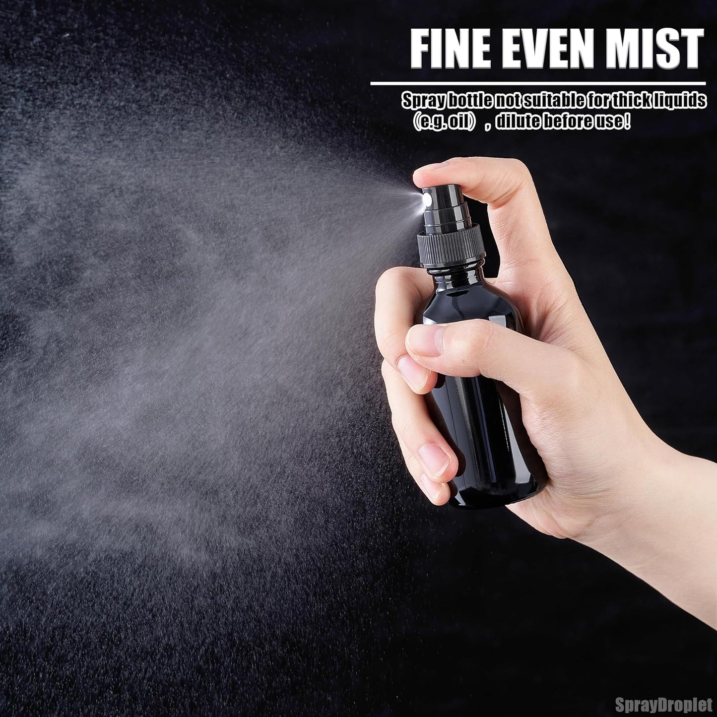 2 oz Glass Spray Bottles, Reusable Fine Mist Sprayer Small Spray Bottle, Leak-Proof Design, Perfect for Travel, Skin Care, Perfumes, Botanical, Cleansing (Black, 2oz-48pcs)