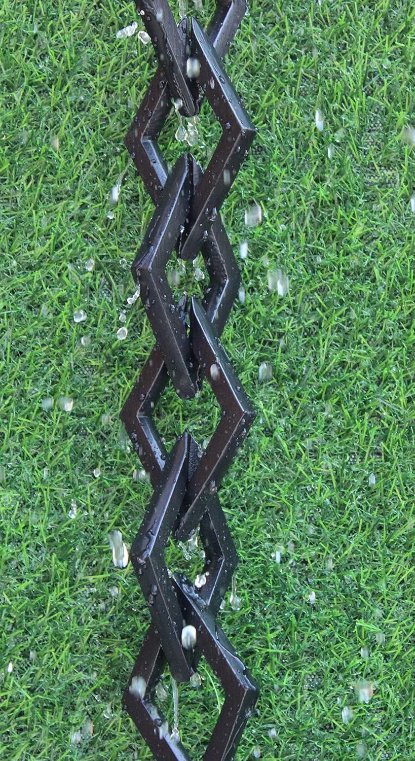 KAM Home Diamond Links Rain Chain with Installation Kit (Black, 12)