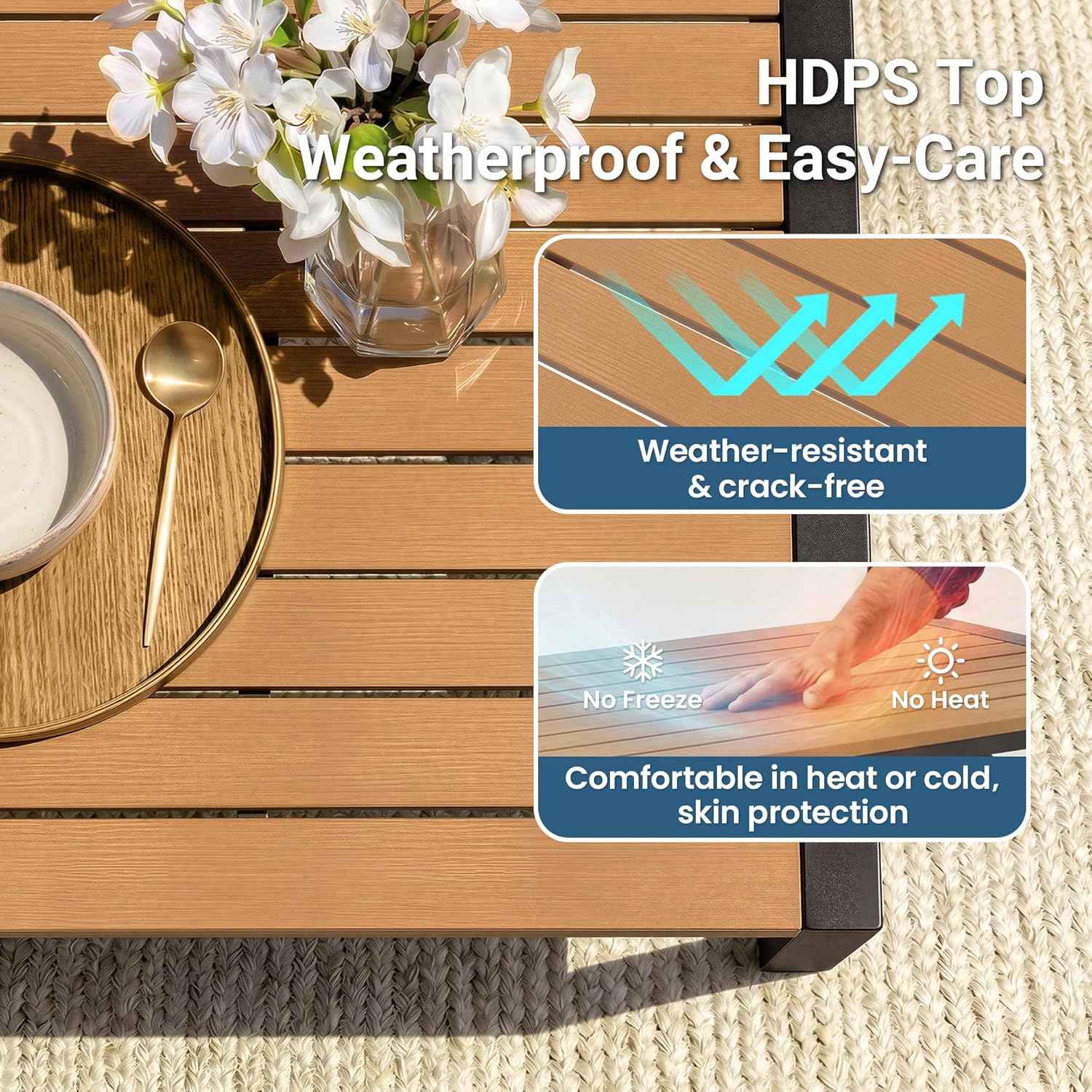 4-Piece Outdoor Patio Furniture Set for All-Weather, Heavy-Duty Metal Outside Furniture with Washable Thick Cushions, Patio Sectional with Coffee Table for Patio, Deck, Backyard, Garden, Beige