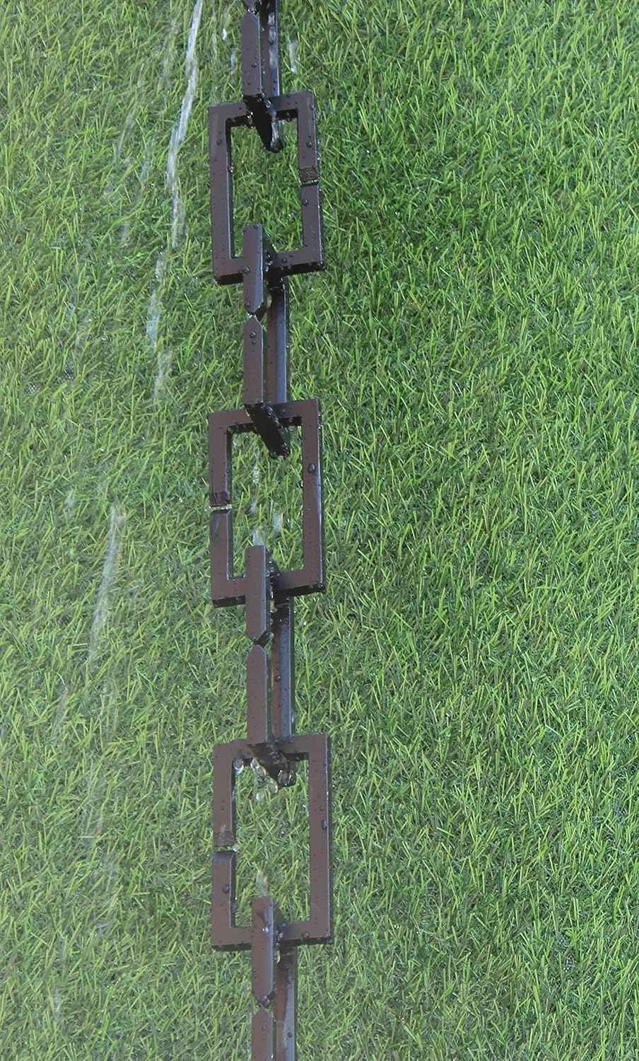 KAM Home Rectangle RAIN Chain 8.5 Foot (Black) with Installation Kit