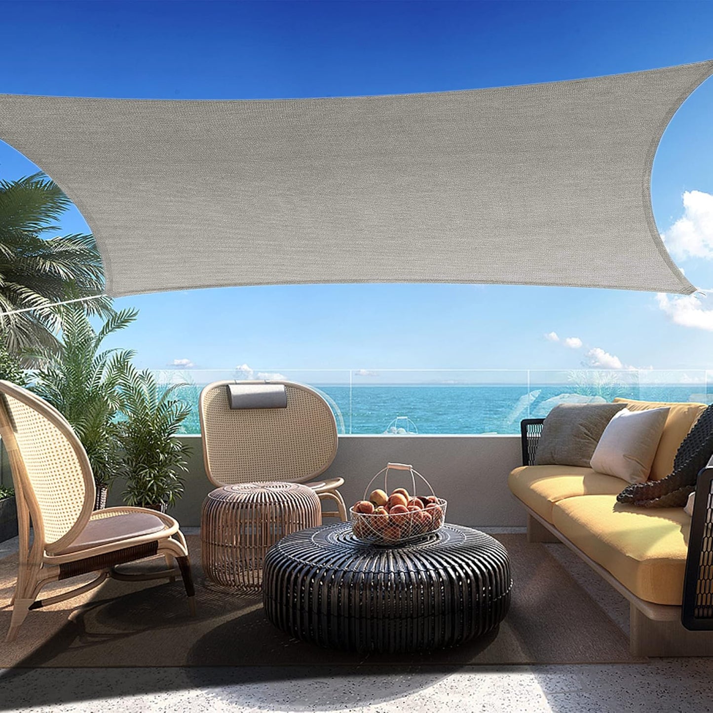 6' x 15' Gray Rectangle Sun Shade Sail SSP1212 Canopy Durable Fabric UV Block Awning,We Make Custom Orders