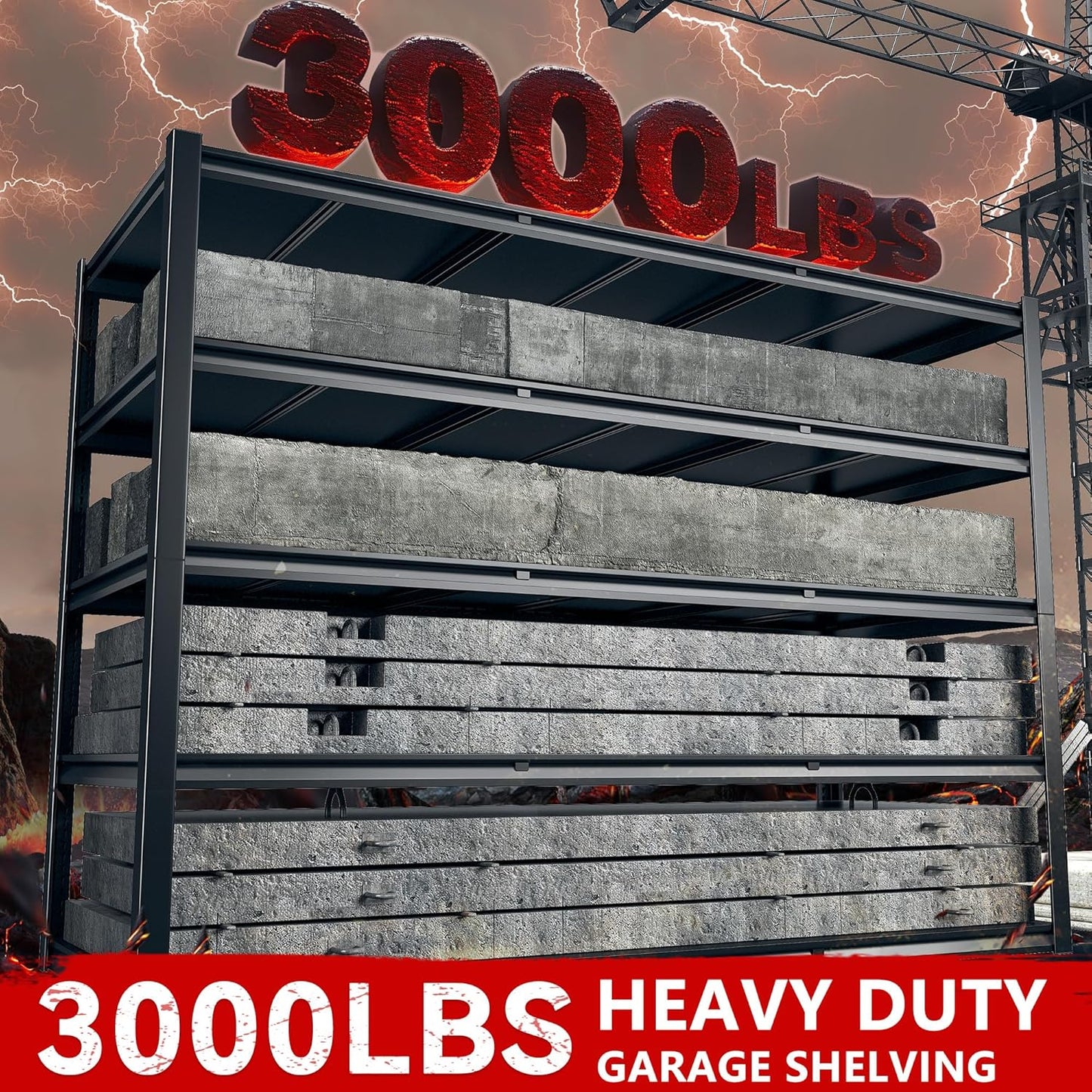 REIBII 60" W Garage Shelving Heavy Duty 3000LBS Garage Shelves 5 Tier Storage Shelves Adjustable Metal Shelving and Industrial Shelving for Basement Workshop, 60" W x 24" D x 72"