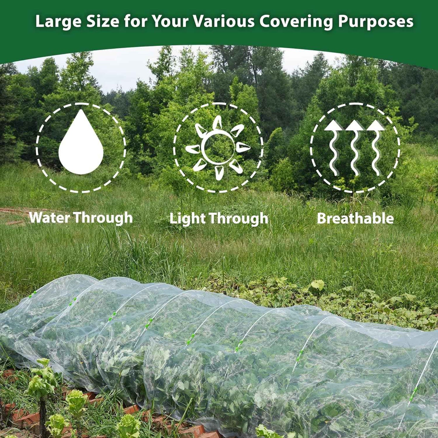 10 * 50FT Ultra Fine Garden Mesh Netting Pest Barrier, White Plant Covers for Outdoor Patio Greenhouse Crops Vegetables Fruit Flower Garden Protection, Row Covers Fabric Screen Insect Bug Bird Netting