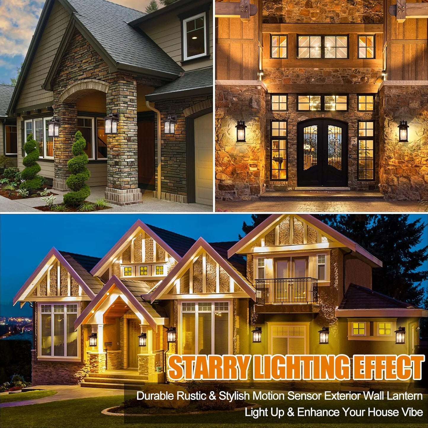2 Pack Motion Sensor Outdoor Lights, Brown Dusk to Dawn Outdoor Lighting, Oil Rubbed Bronze Exterior Light Fixtures, Waterproof Porch Lights Wall Sconce for House, Garage, Porch, Entryway Anti-Rust