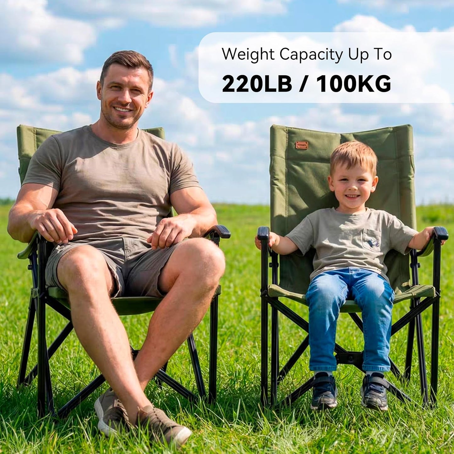 IKURAM Outdoor Camping Chair, Portable Folding Chair, Lightweight Compact Design for Beach, Lawn & Sports, Outdoor Gear, 250 LBS Capacity, Yellow