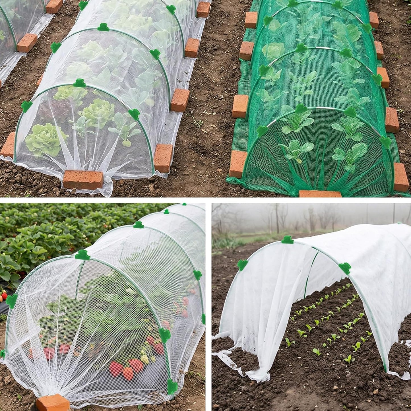 Garden Hoops for Raised Beds, 36 Pcs Greenhouse Hoops Grow Tunnel, Detachable Hoop House Frame for Greenhouse Support, Garden Netting, Plant Covers,18 Clips