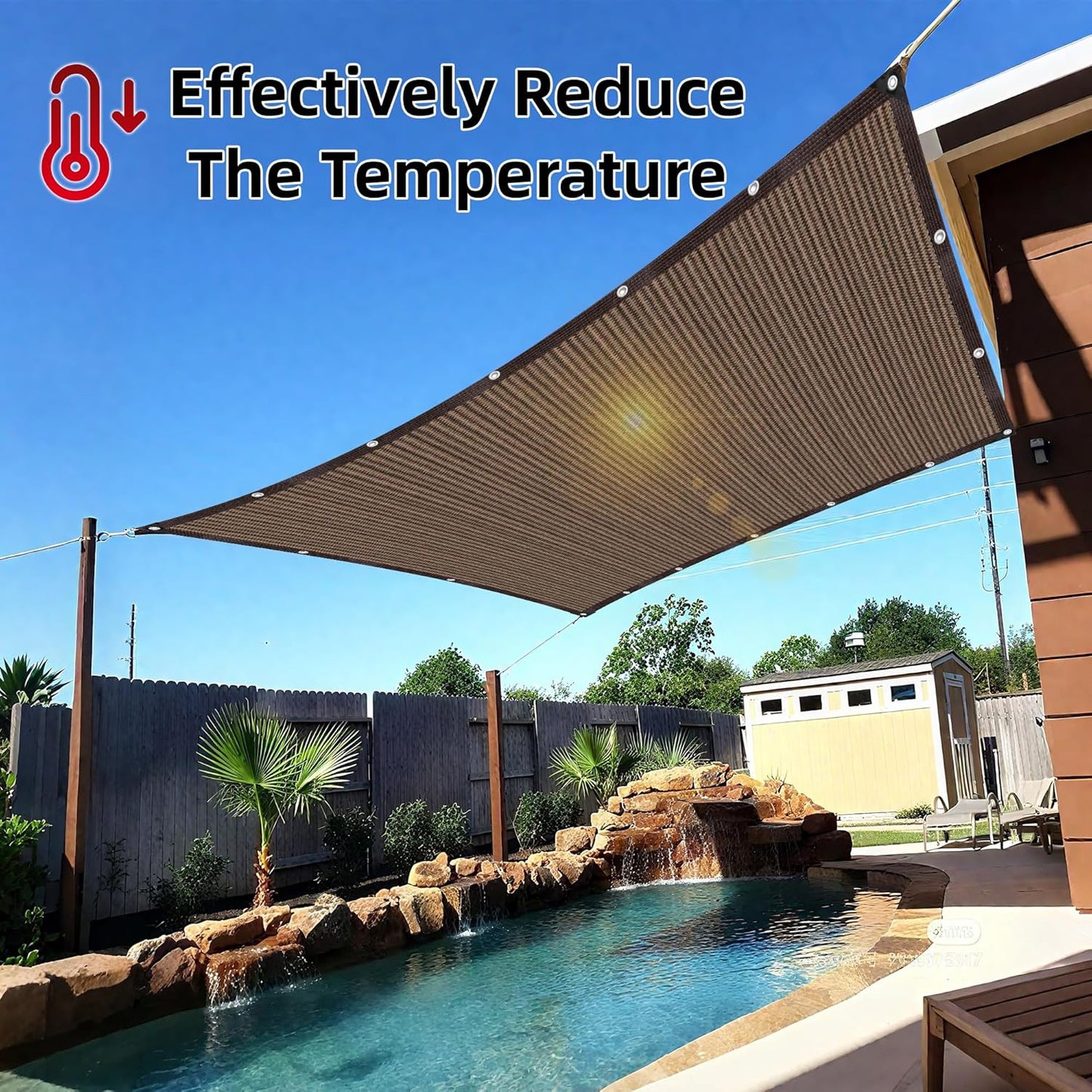 Shade Cloth with Grommets and Ropes, 80% UV-Blocking Sun Shades Outdoor Patio, 10 X 20 FT Pergola Shade Cover, Mesh Sun Shades for Greenhouse, Garden, Backyard