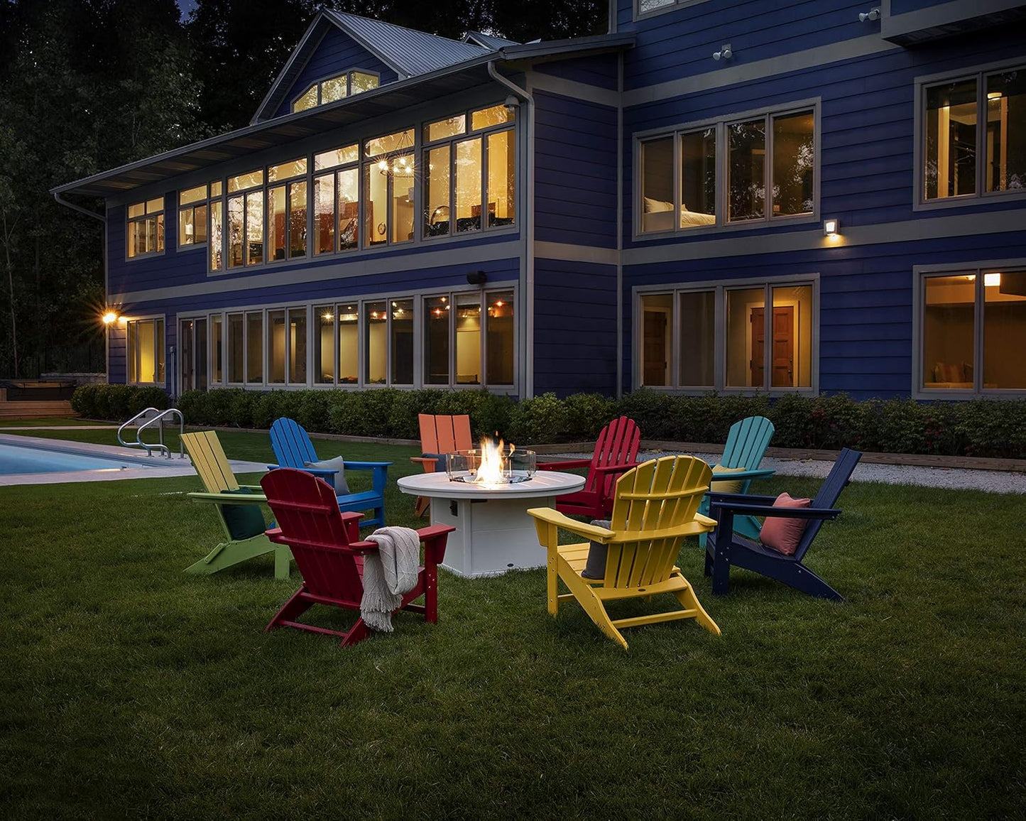 Polywood Vineyard Adirondack Chair, Sunset Red - Heavy Duty HDPE Outdoor Patio Furniture - Classic Design for Deck, Lawn, Garden, Beach, Pool, Fire Pit - Comfortable Wide Armrests
