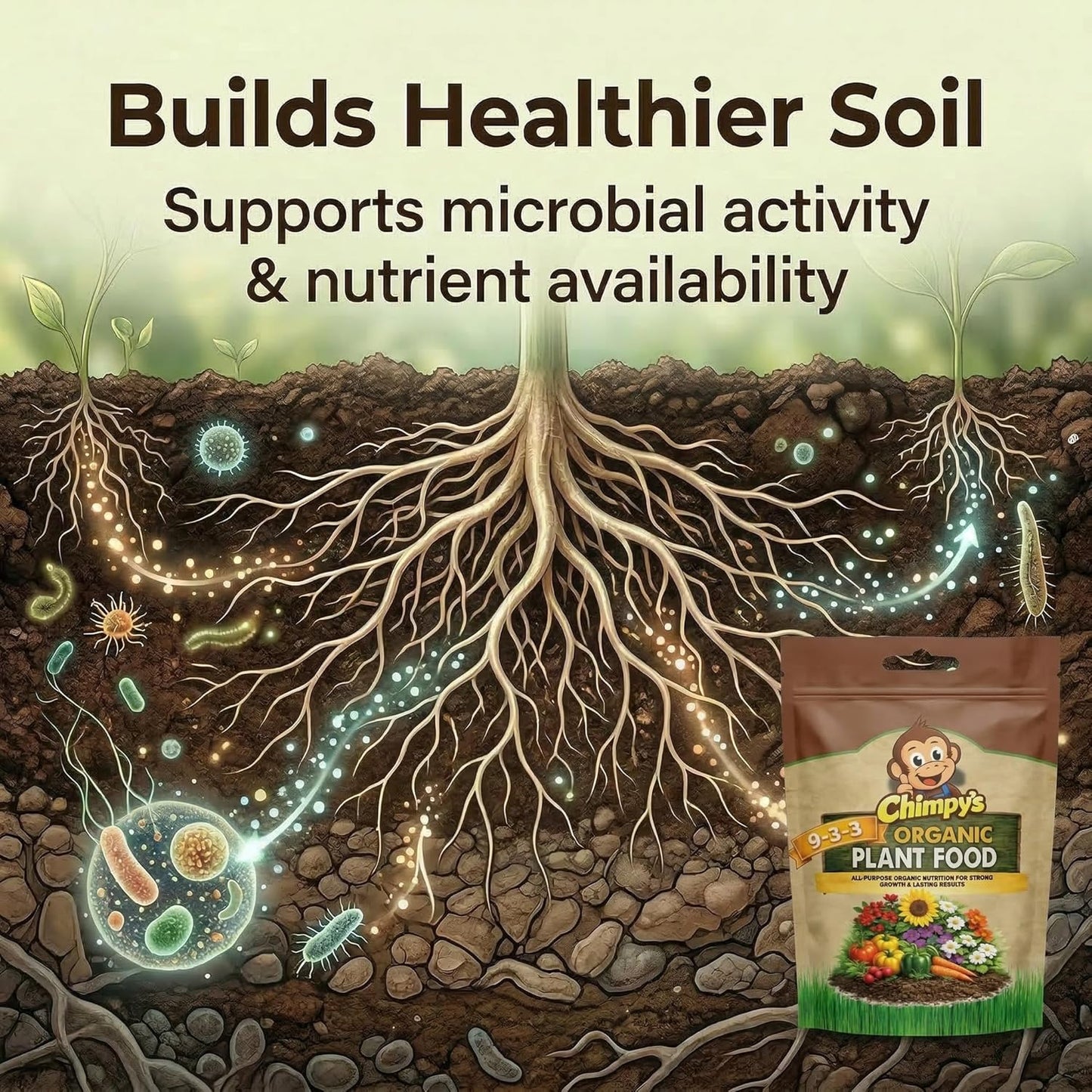 Organic 9-3-3 Plant Food Fertilizer, 4 lb – Higher Nitrogen for Faster Growth & Deep Green Color – Slow-Release Organic Nutrition (75–100 Days) – for Vegetables, Flowers, Trees & Shrubs
