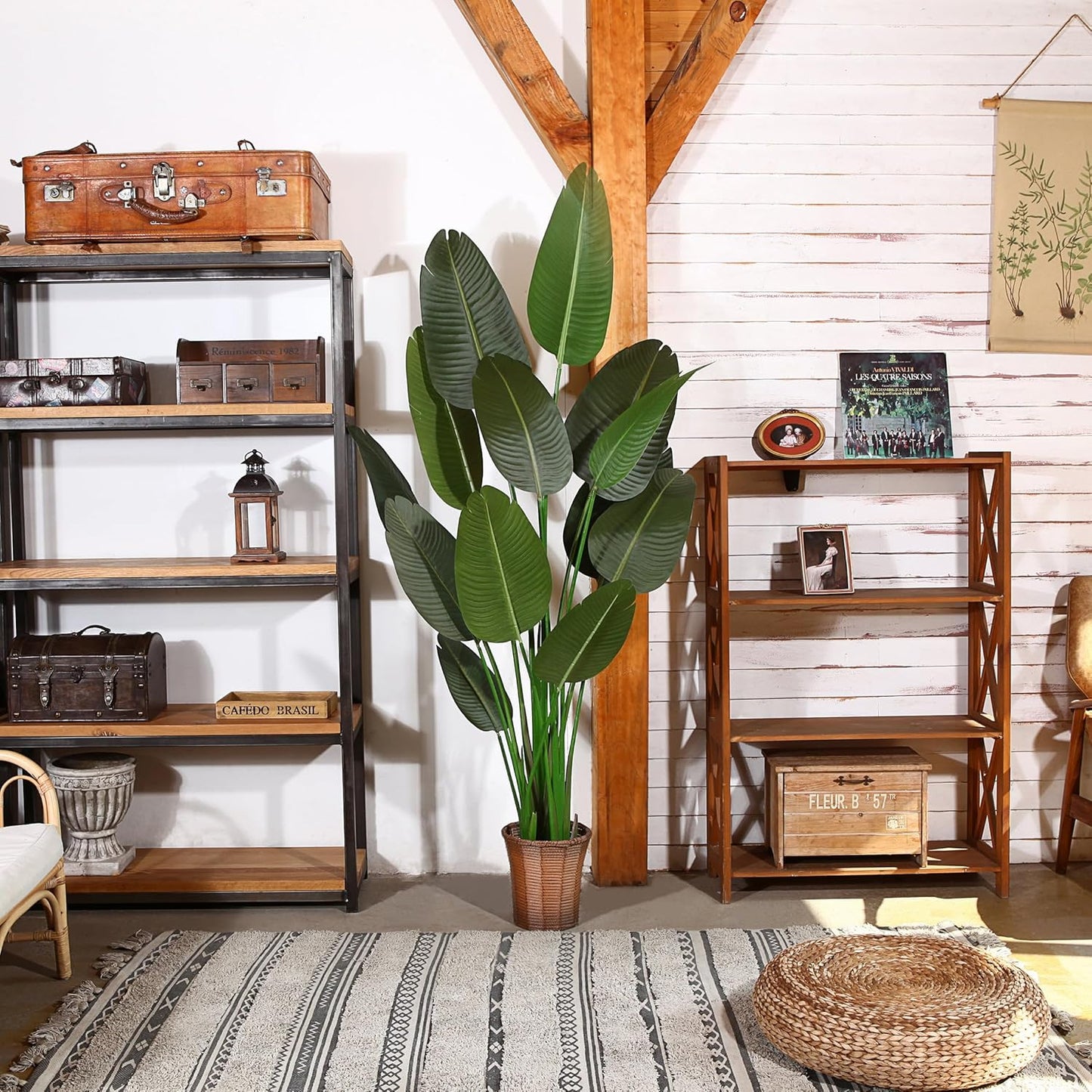 6 Feet Artificial Bird of Paradise Plant Fake Tropical Palm Tree for Indoor Outdoor, Perfect Faux Plants for Home Garden Office Store Decoration