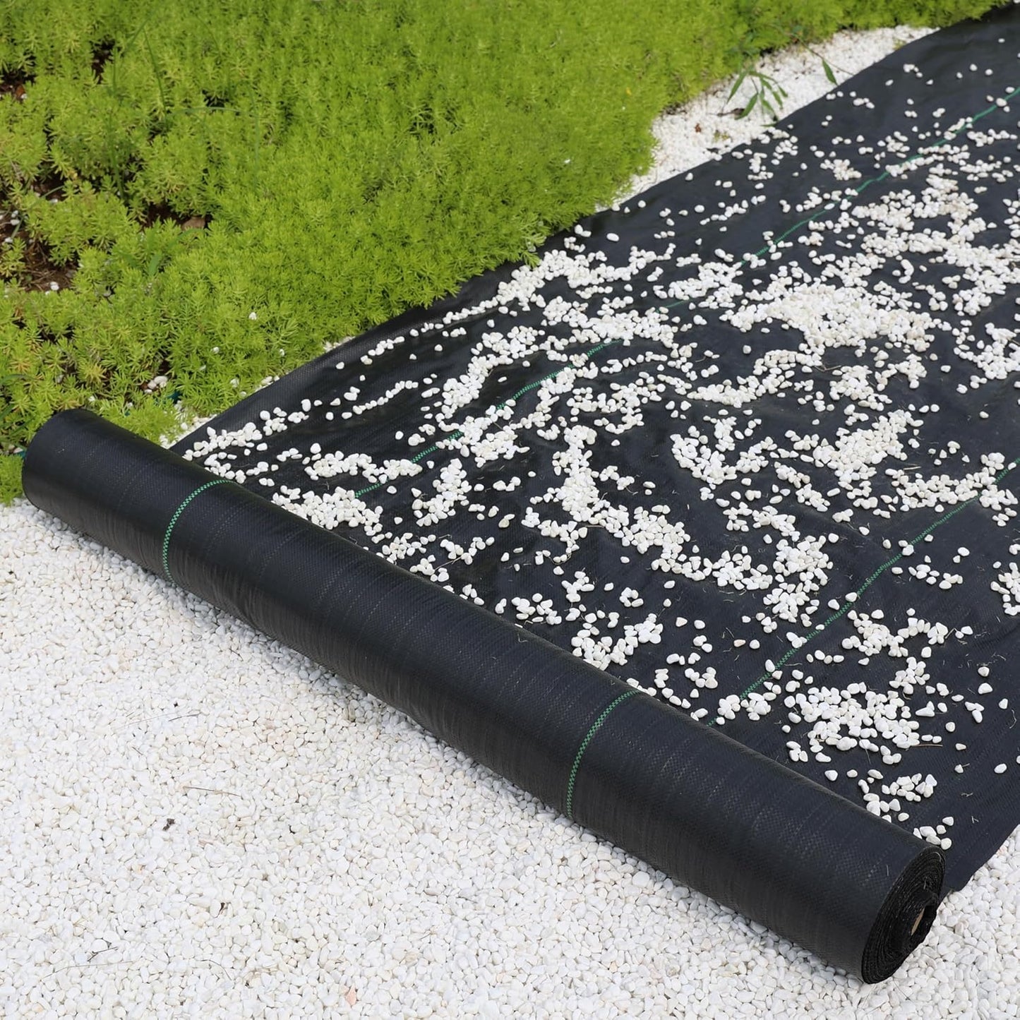 2.4oz-6.5FTx400FT Weed Barrier Landscape Fabric - Durable Weed Block Gardening Ground Cover Mat, Woven Geotextile Fabric for Underlayment, Commercial Driveway Stabilization, Weed Control Cloth