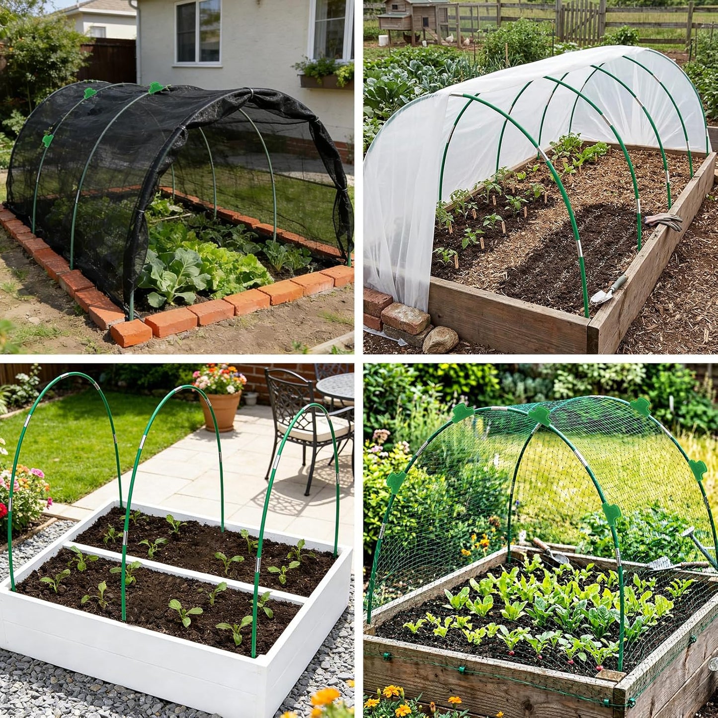 Garden Hoops for Raised Beds, 36 Pcs Greenhouse Hoops Grow Tunnel, Detachable Hoop House Frame for Greenhouse Support, Garden Netting, Plant Covers,18 Clips