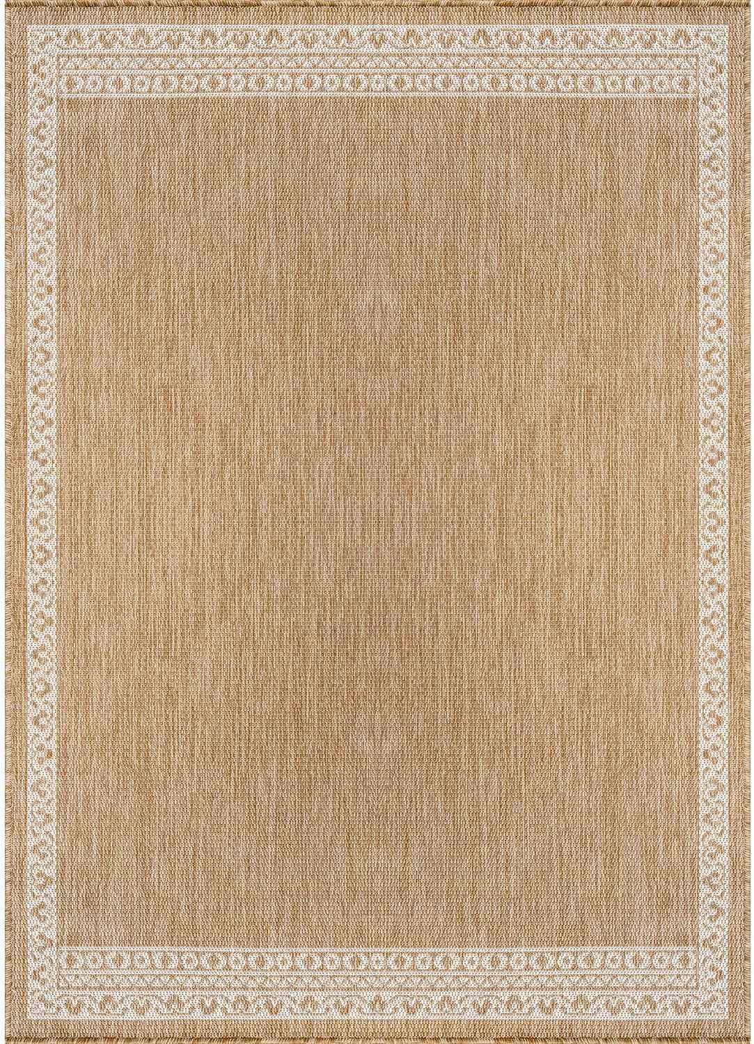 Washable Outdoor Rug 5x7 Modern Area Rugs Outdoor Carpets Bordered Pattern Non Shedding Waterproof Easy Clean Patio Deck Porch Living Room Bedroom Garden RV (5 X 7 Natural)