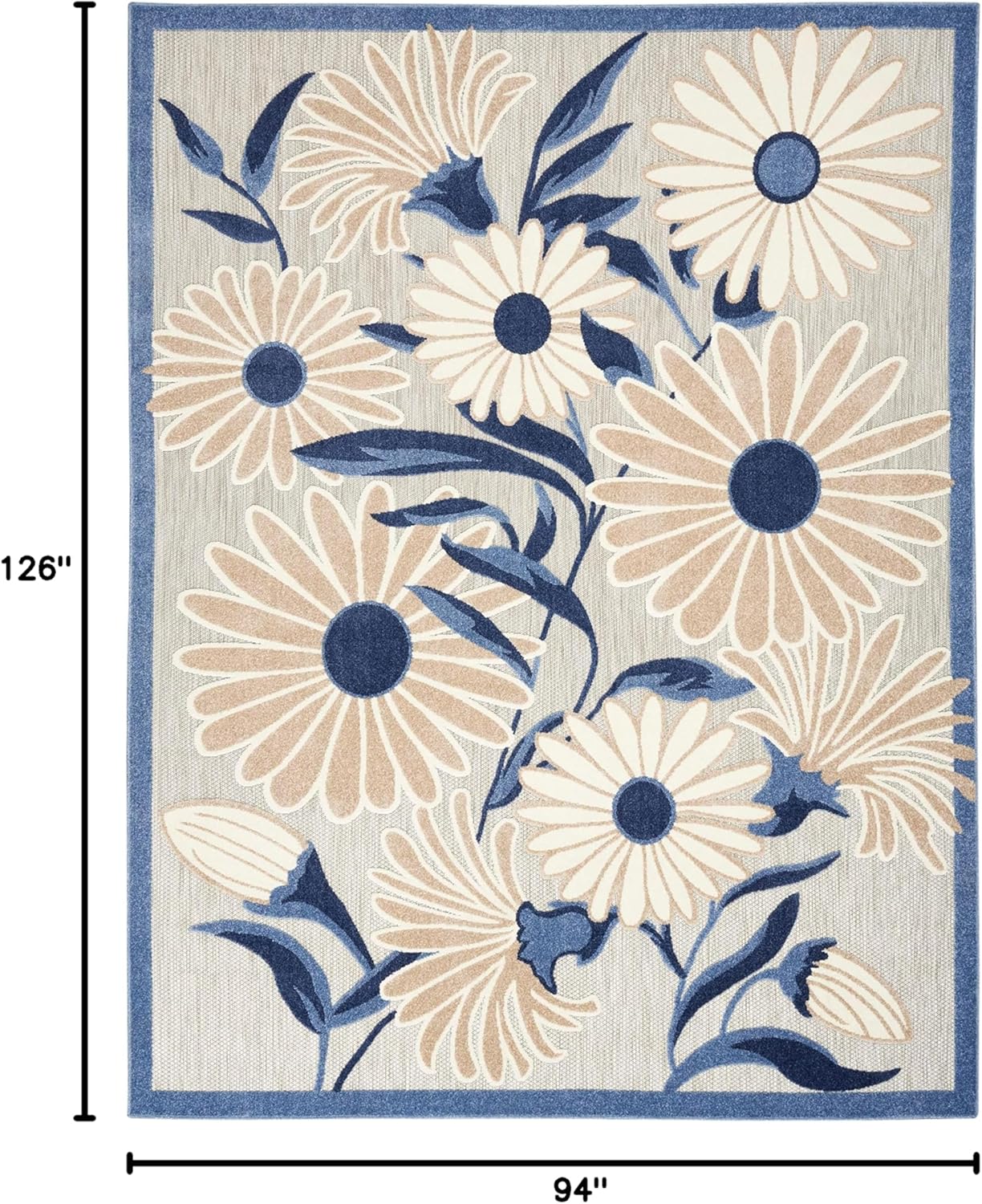 Nourison Home Aloha 8' x 11' Blue Gray Fabric Contemporary Area Rug (8' x 11')