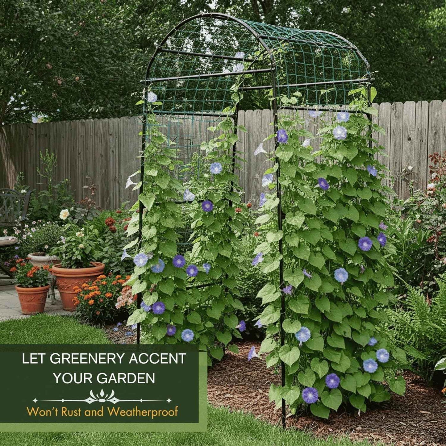 79" Garden Trellis Arch for Climbing Plants – Tall Outdoor Metal Trellis for Vegetables, Peas, Tomatoes,﻿ Cucumber Trellis Arch & Vertical Garden Climber Plant Support for Vine Plants