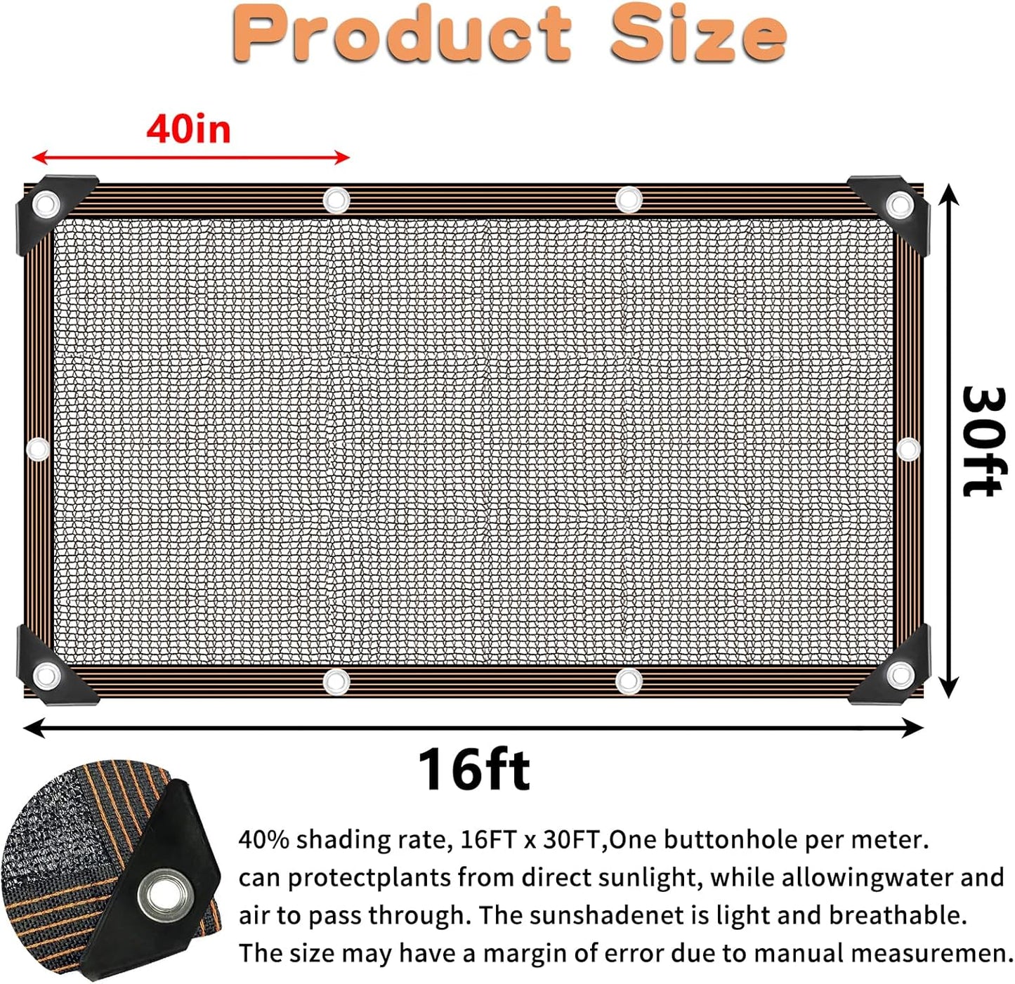 Shade Cloth for Plants Greenhouse, 40-50% Sunblock Shade Sails -for Outdoor Garden Pergola Patio Lawn Plant Pool Sun Protection Cloths for Kennel Chicken Coop Easier to Hang Net Cover