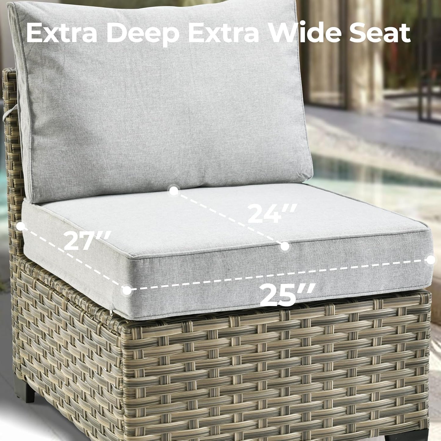 HOOOWOOO Outdoor Sectional Patio Furniture Set,8 Pieces Wicker Conversation Sets,Extra Deep Out Door Sofa Outside Furniture Couch with Swivel Chairs Ottoman,Light Gray