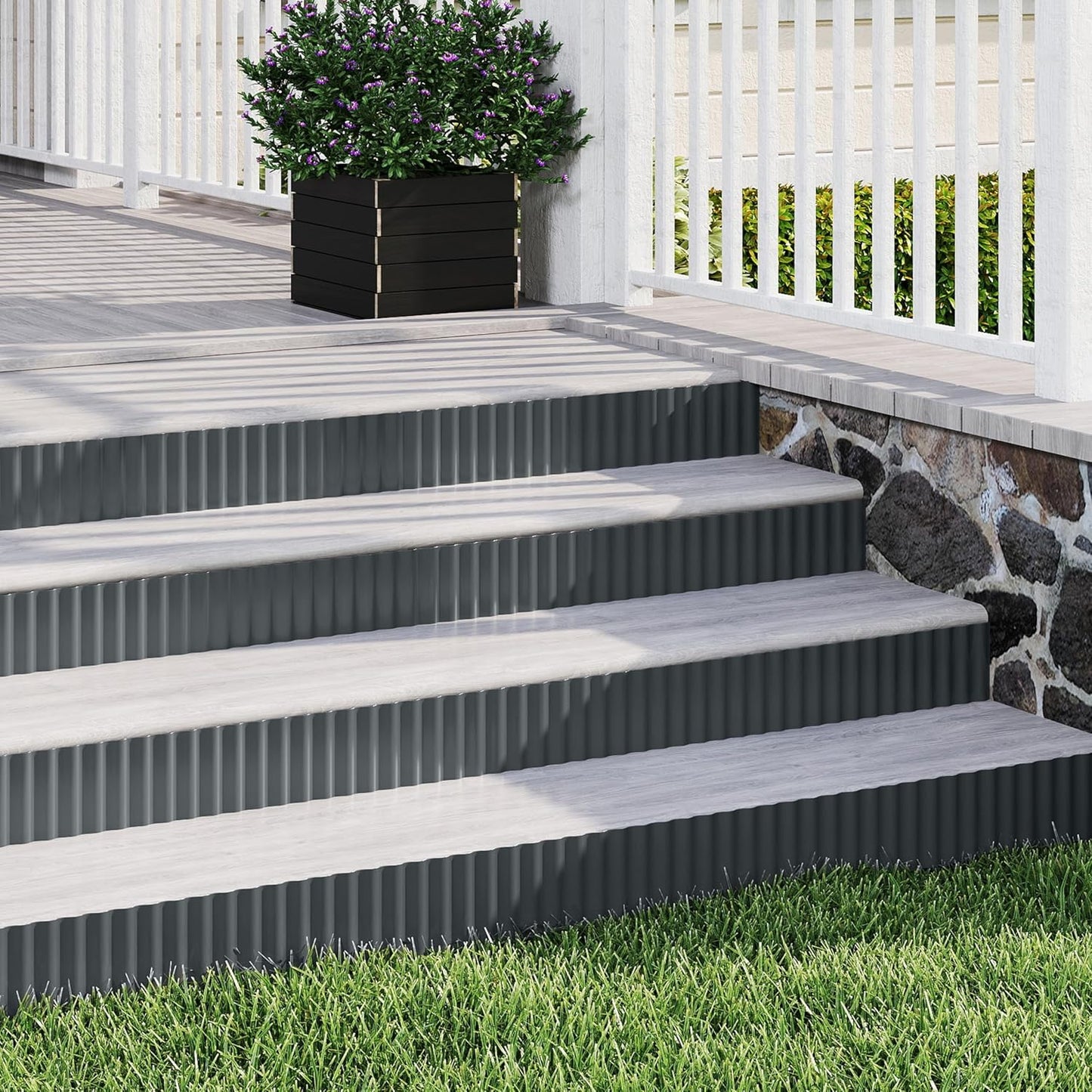 Metal Garden Edging Border, Corrugated Steel Landscaping, DIY for Lawn (Black, 10 Inch x 10FT)