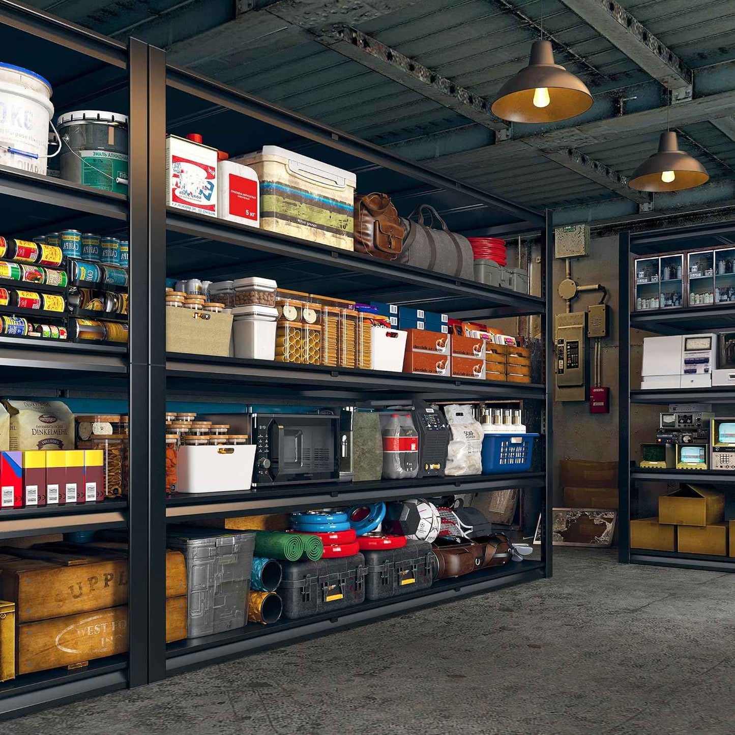 REIBII 60" W Garage Shelving Heavy Duty 3000LBS Garage Shelves 5 Tier Storage Shelves Adjustable Metal Shelving and Industrial Shelving for Basement Workshop, 60" W x 24" D x 72"