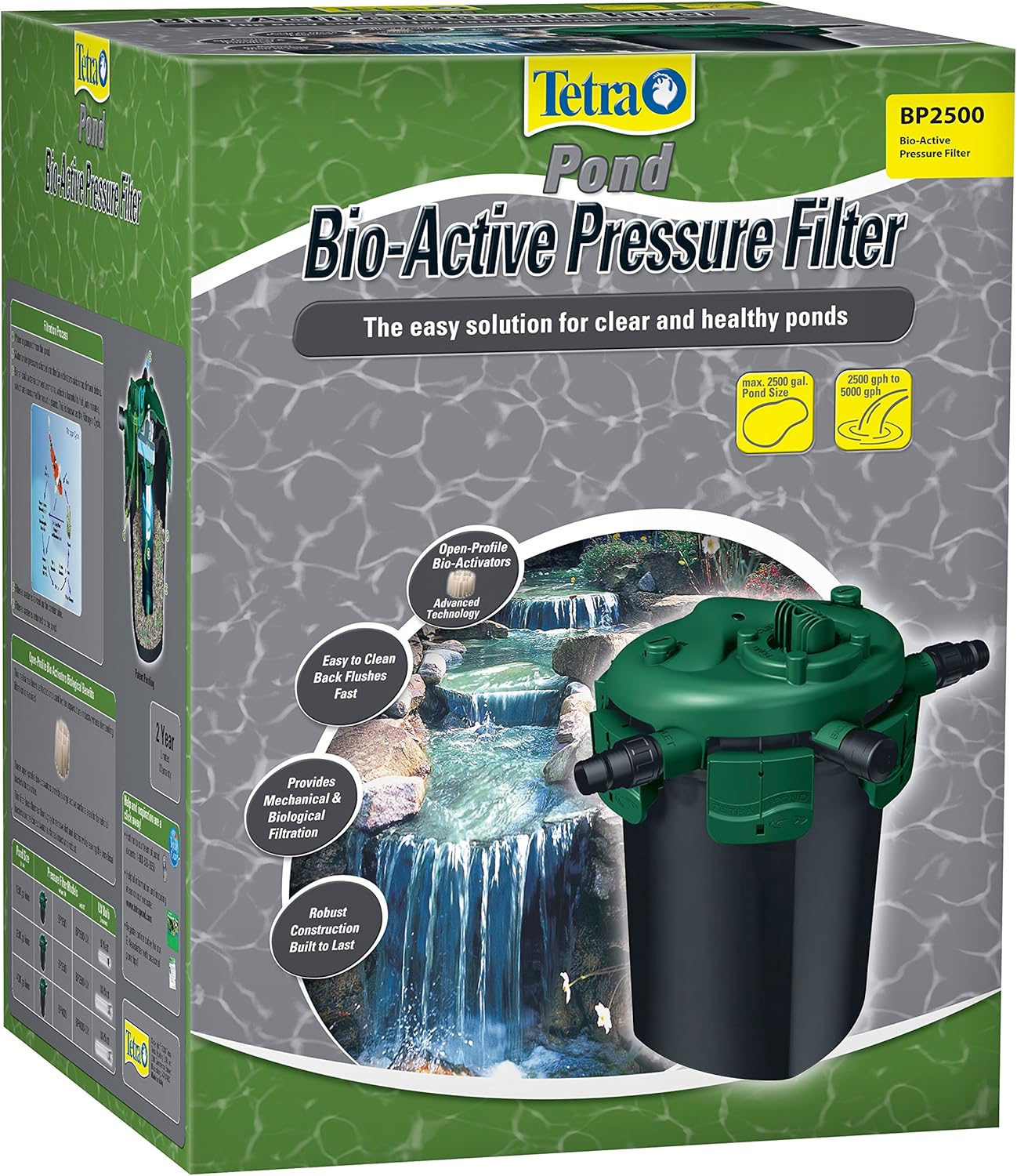 TetraPond Bio-Active Pressure Filter, For Ponds Up to 2500 Gallons