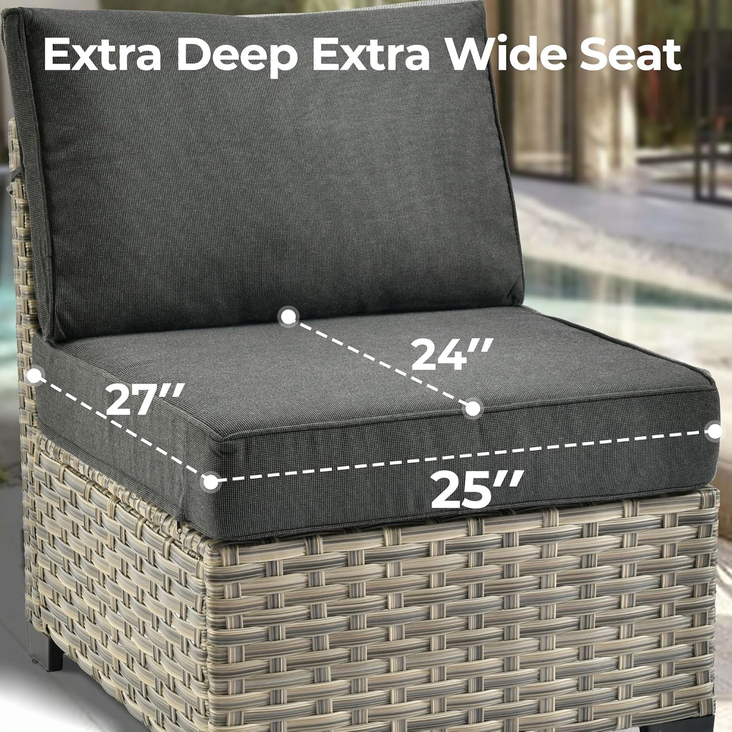 HOOOWOOO Outdoor Sectional Patio Furniture Set with Fire Pit Table,13 Pieces Wicker Conversation Sets L Shaped Couch,Extra Deep Out Door Sofa Outside Furniture with Swivel Chairs Ottomans,Black